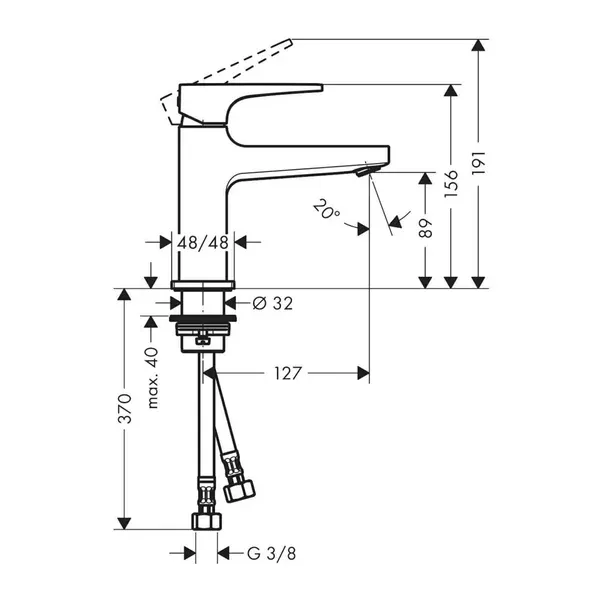 Baterie lavoar Hansgrohe Metropol 100 cu ventil Push-Open auriu lucios — imaginea 2