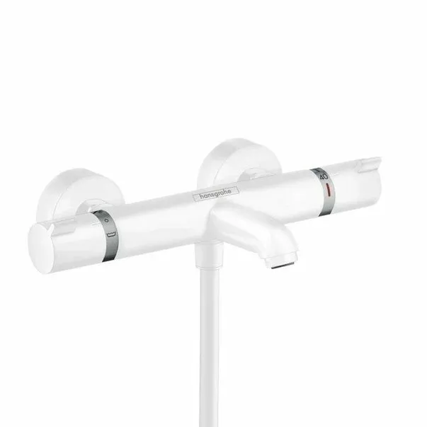 Baterie cada - dus termostatata Hansgrohe Ecostat Comfort alb mat — imaginea 2