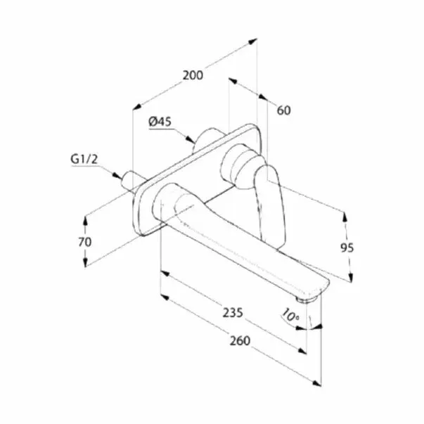 Baterie lavoar Kludi Balance montare pe perete — imaginea 2