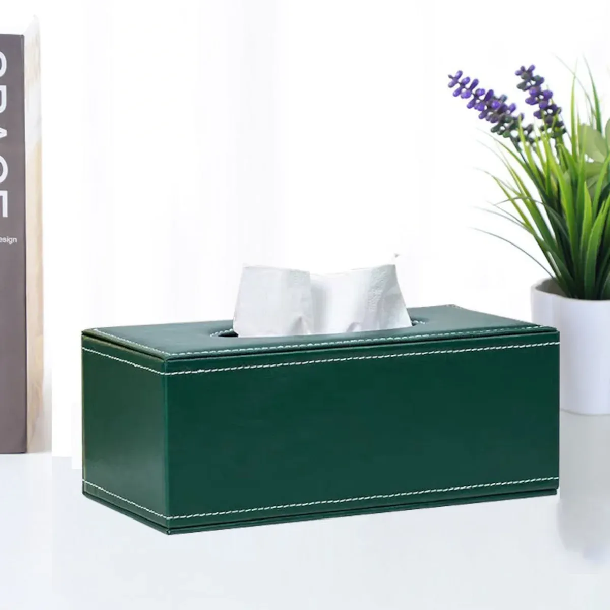 Cutie pentru Servetele, Piele Ecologica, dimensiuni 24x12x8, 5cm, culoare Verde ABYZ