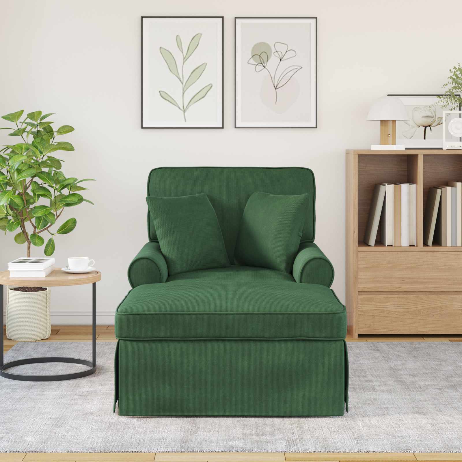 Fotoliu cu fusta cu perna Verde Jungla 91 x 157 x 91 cm — imaginea 3