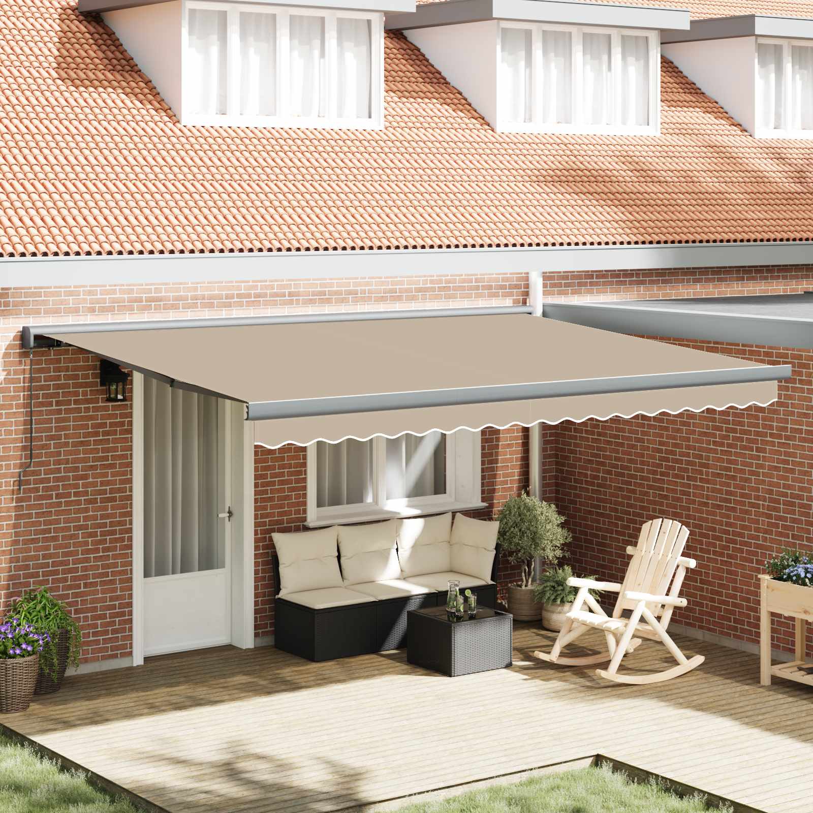Cortina Retractabila Manual Bej 4 ×3 m Panza — imaginea 2
