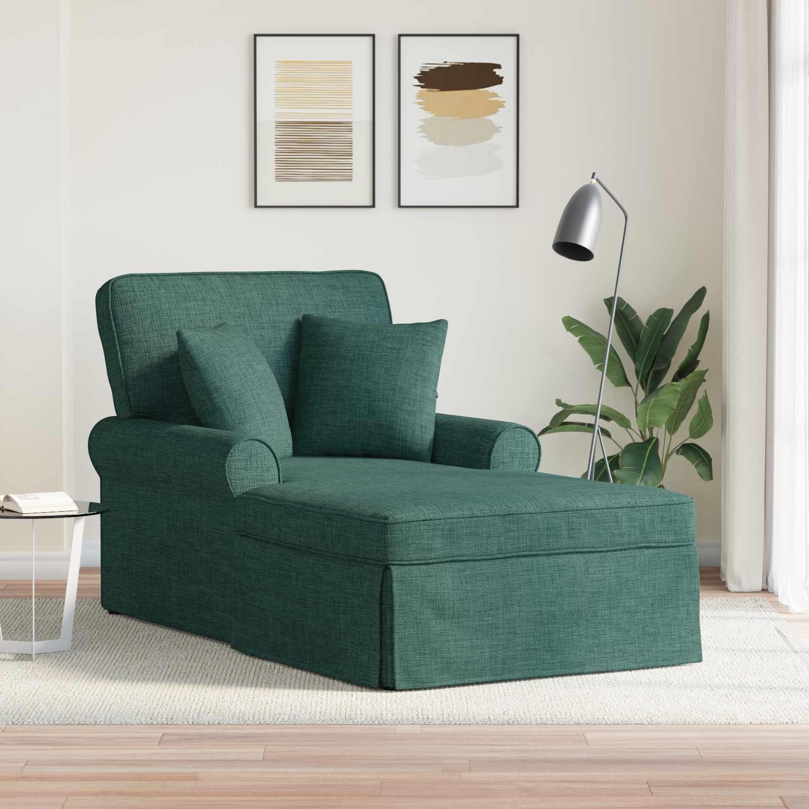 Fotoliu cu fusta Verde inchis 91 x 157 x 91 cm tesatura — imaginea 2