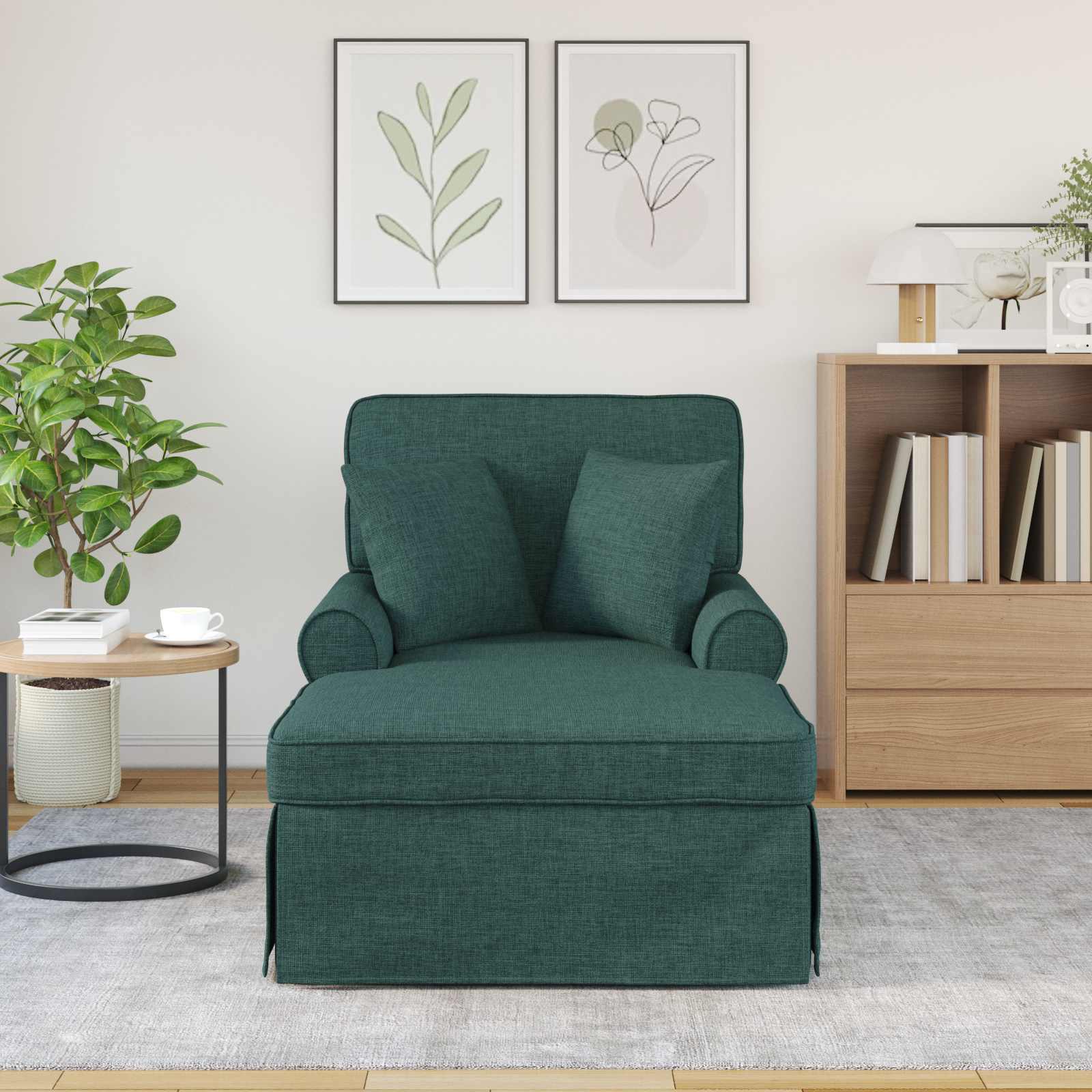 Fotoliu cu fusta Verde inchis 91 x 157 x 91 cm tesatura — imaginea 3