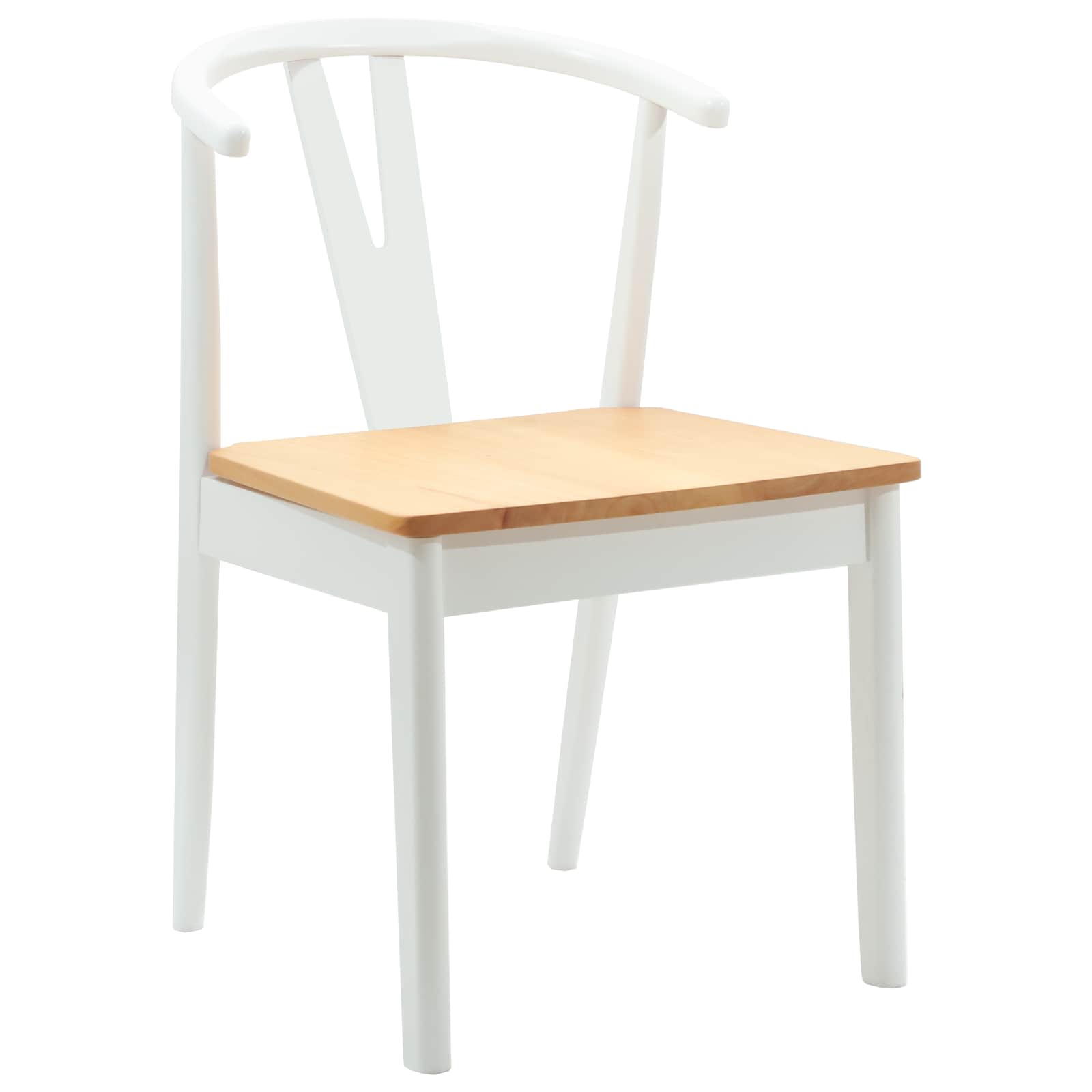 Scaun de sufragerie 2 pcs Alb si Natural Lemn Solid de Cauciuc — imaginea 4