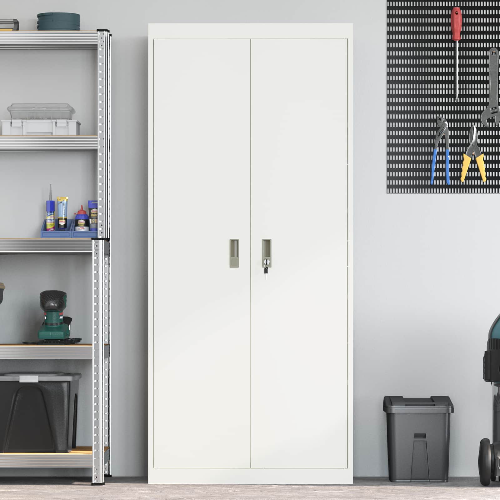 Dulap de depozitare cu depozitare 2 pcs Alb 80 x 40 x 180 cm — imaginea 4