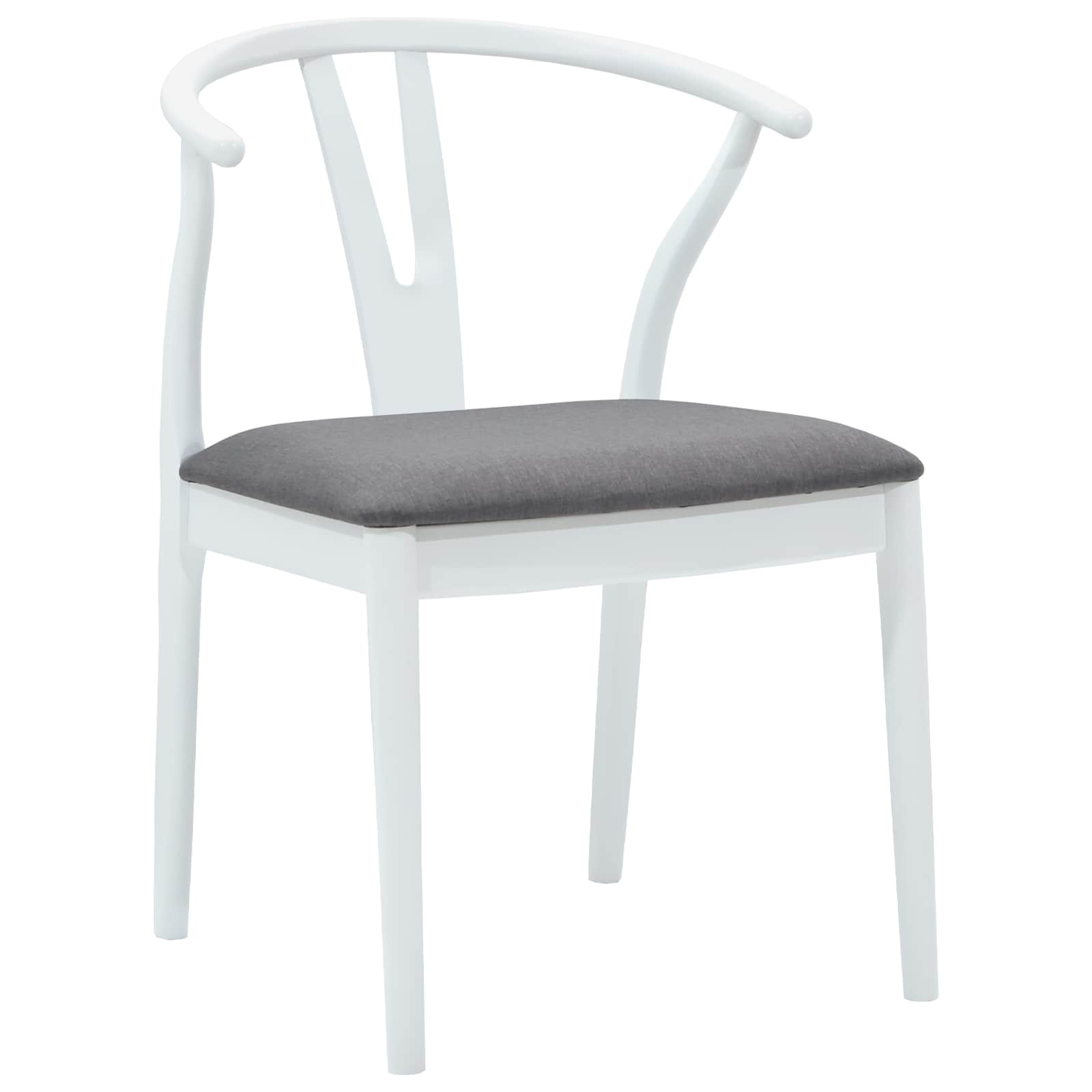 Scaun de sufragerie 2 pcs Alb si gri Lemn Solid de Cauciuc — imaginea 4