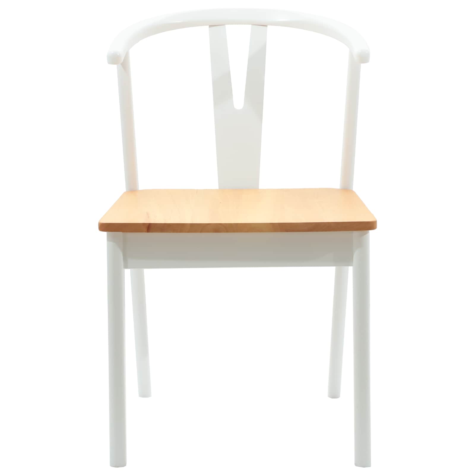 Scaun de sufragerie 2 pcs Alb si Natural Lemn Solid de Cauciuc — imaginea 5