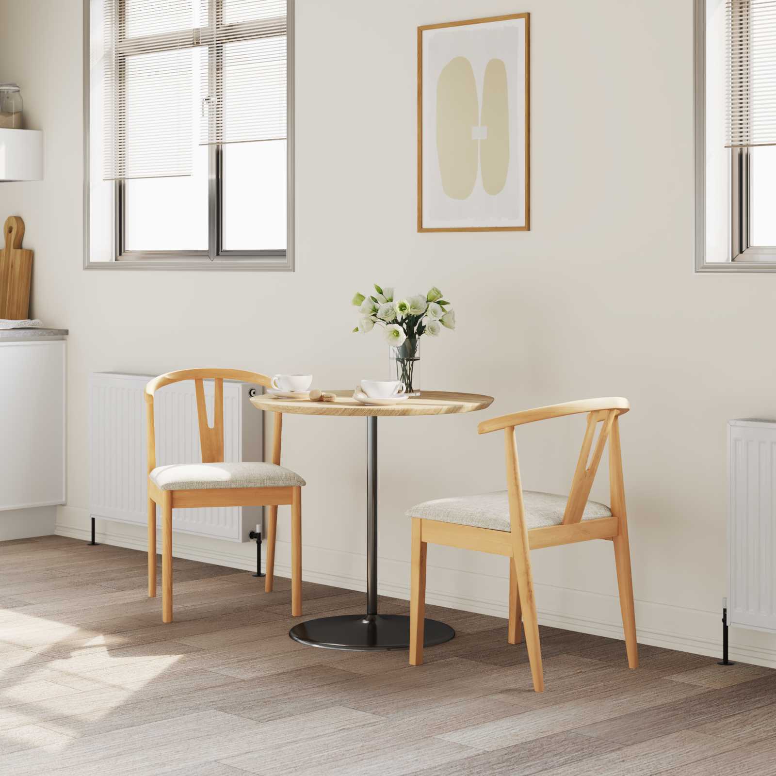 Scaun de sufragerie 2 pcs Natural si deschis — imaginea 3