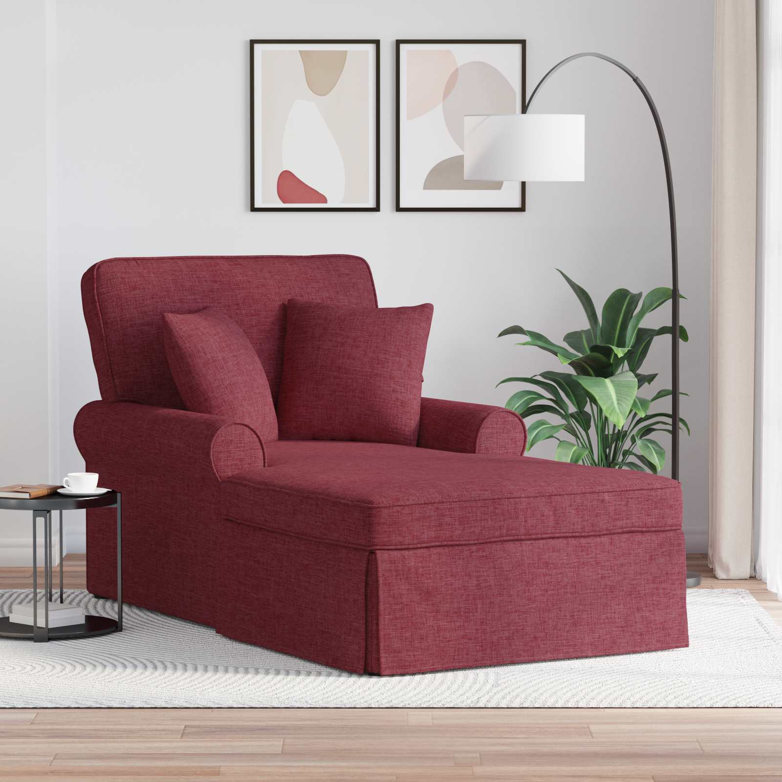 Fotoliu cu fusta Rosu Vin 91 x 157 x 91 cm tesatura — imaginea 2