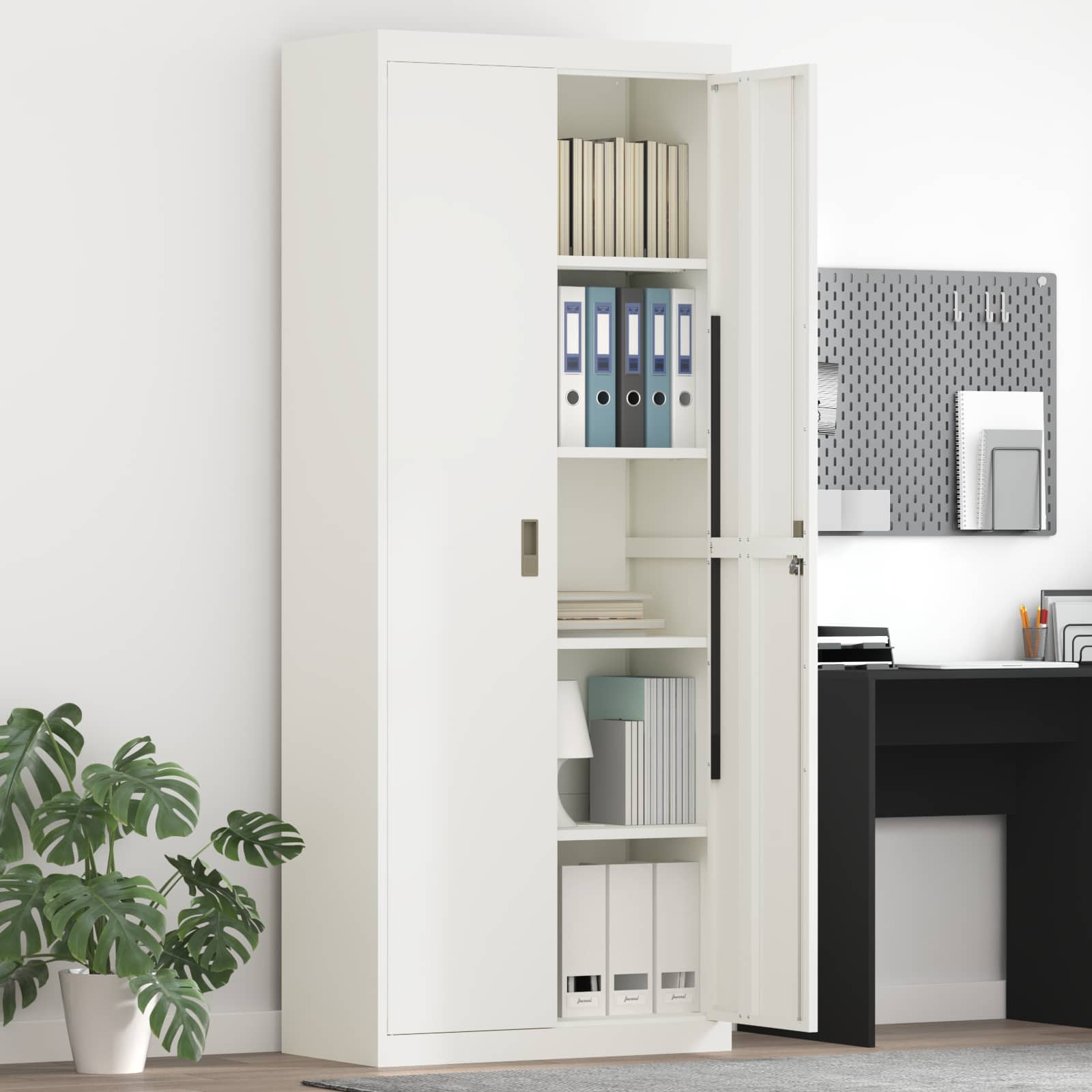 Dulap de depozitare cu depozitare 2 pcs Alb 80 x 40 x 200 cm — imaginea 2