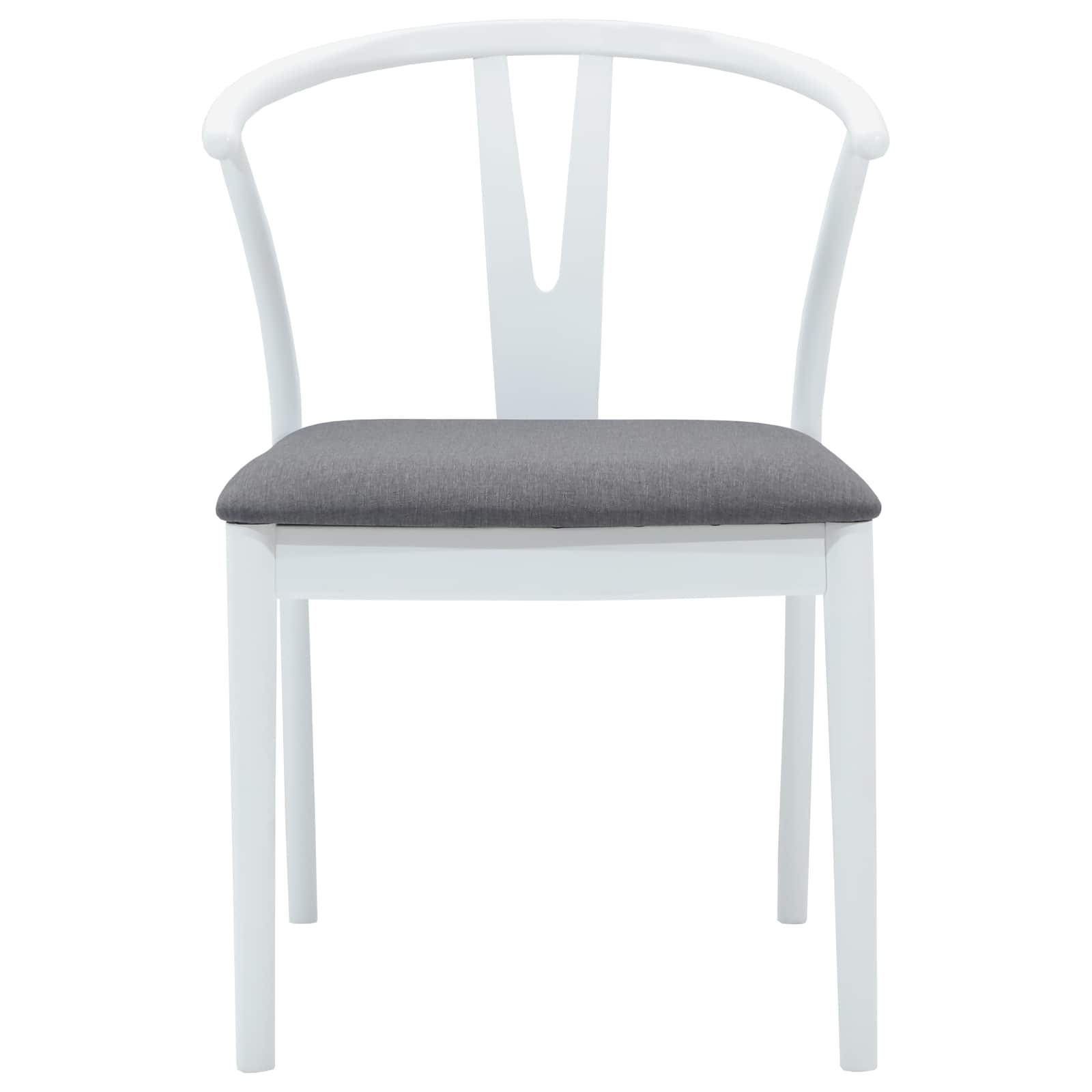Scaun de sufragerie 2 pcs Alb si gri Lemn Solid de Cauciuc — imaginea 5
