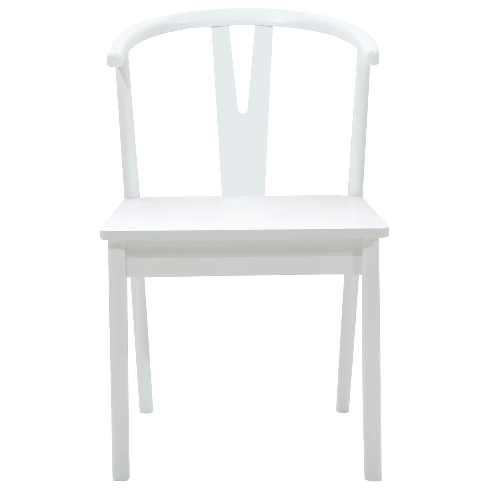 Scaun de sufragerie 2 pcs Alb si Alb Lemn Solid de Cauciuc — imaginea 5