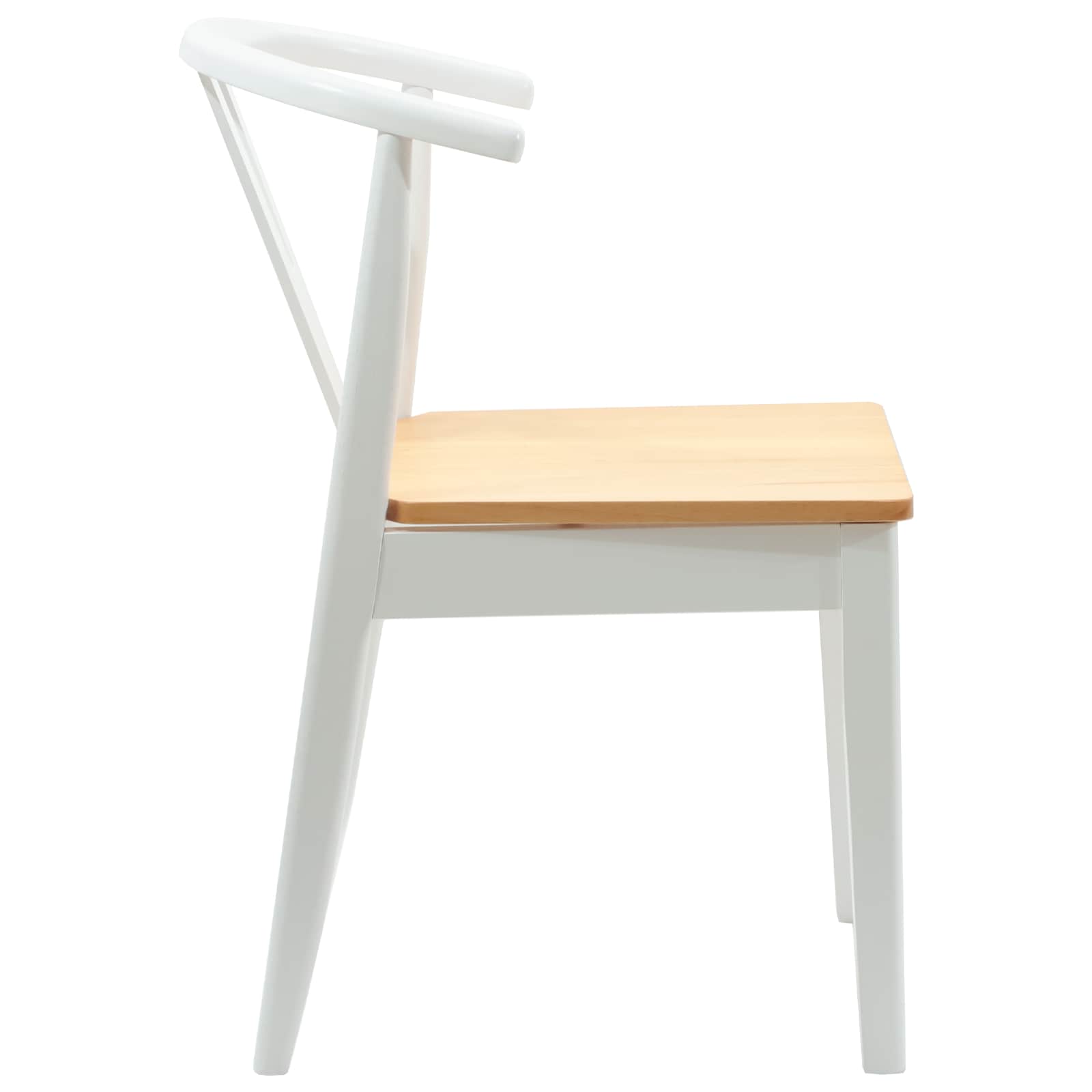 Scaun de sufragerie 2 pcs Alb si Natural Lemn Solid de Cauciuc — imaginea 6