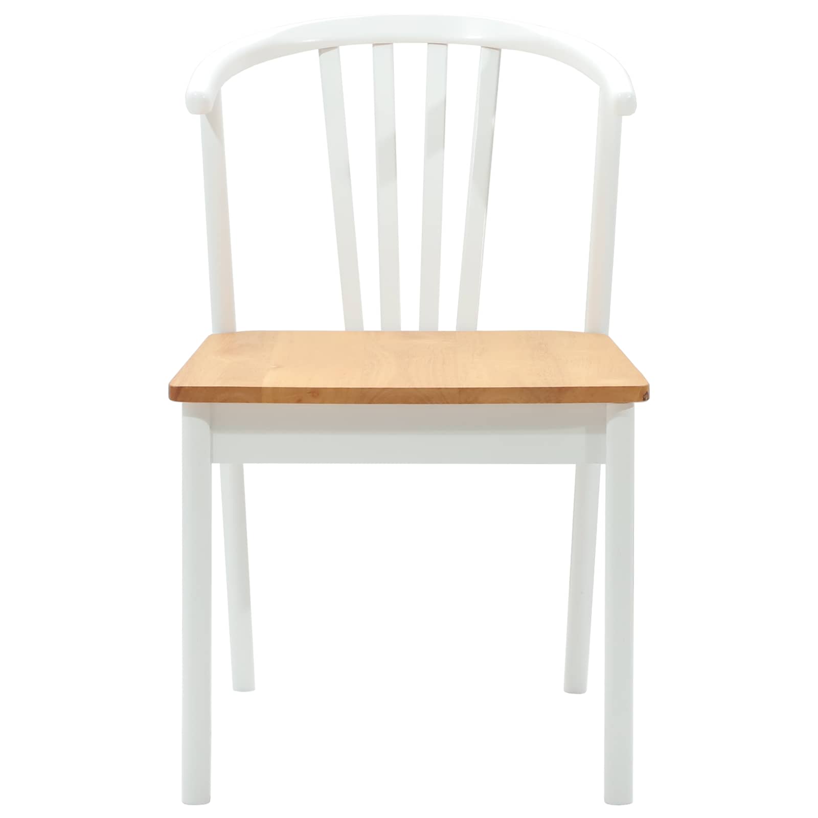 Scaun de sufragerie 2 pcs alb si natural Lemn de cauciuc solid — imaginea 5