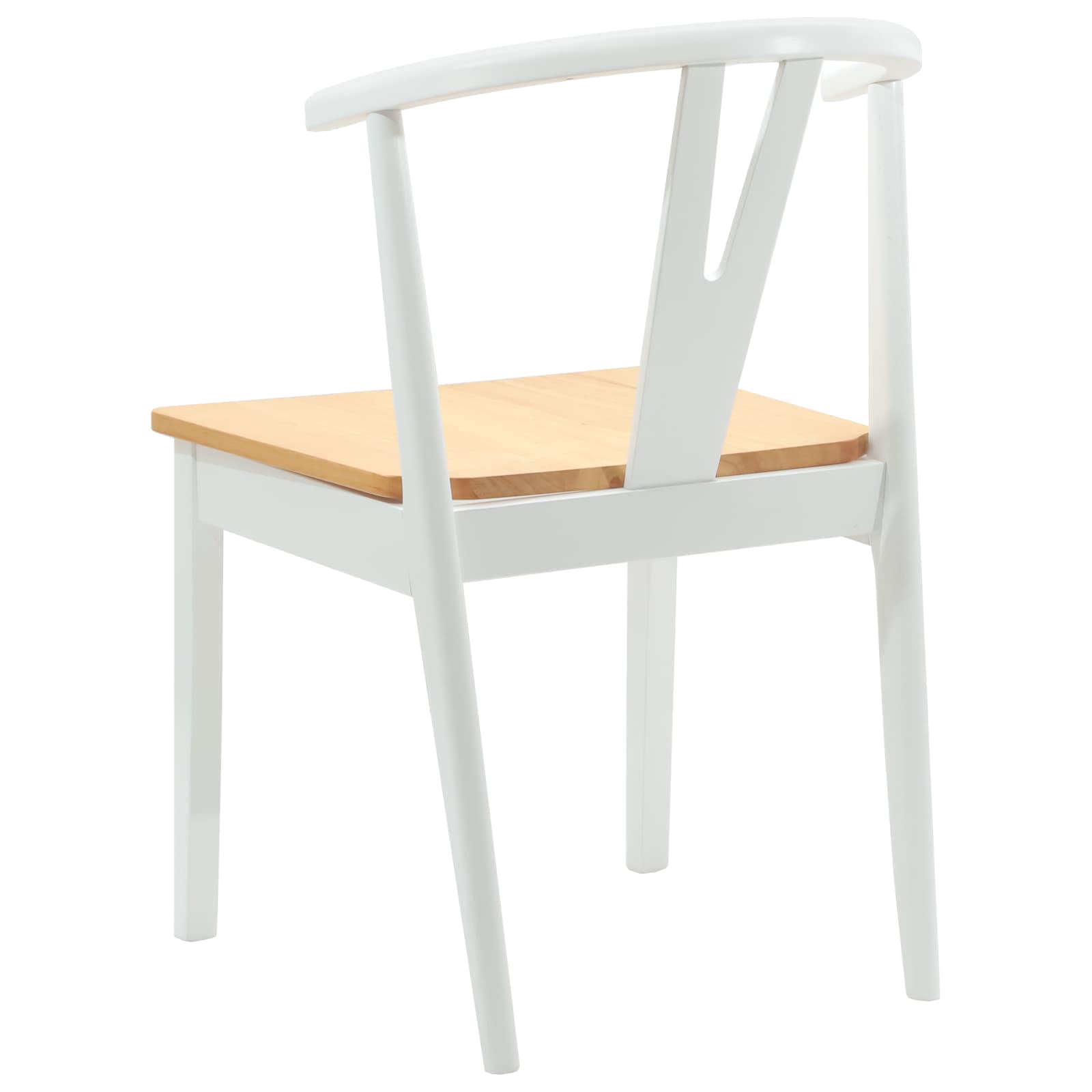Scaun de sufragerie 2 pcs Alb si Natural Lemn Solid de Cauciuc — imaginea 7