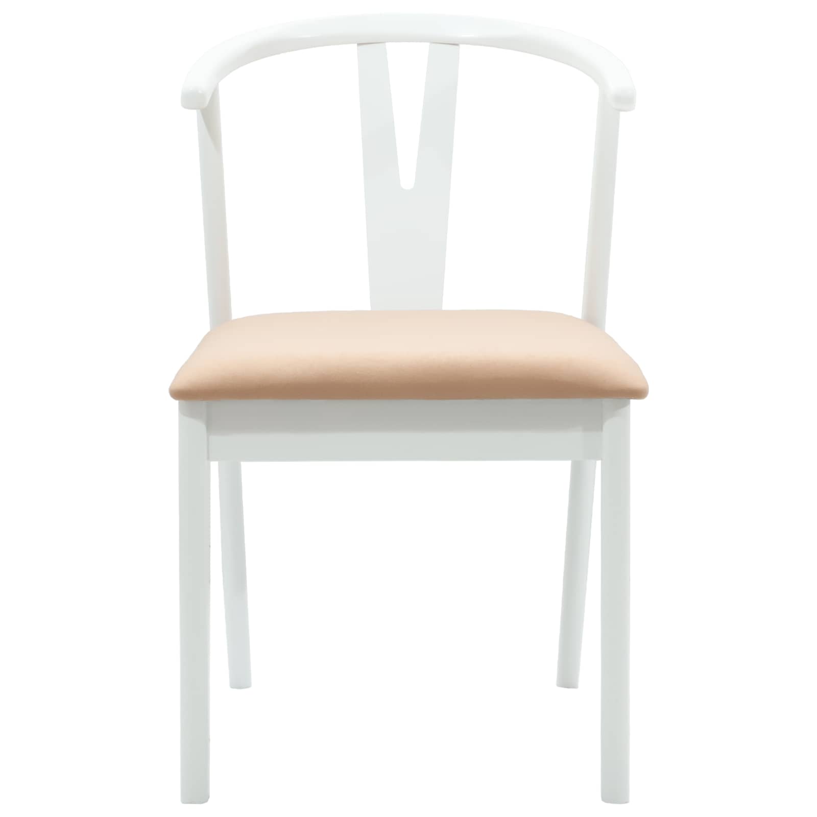 Scaun de sufragerie 2 pcs Alb si maro Lemn Solid de Cauciuc — imaginea 5