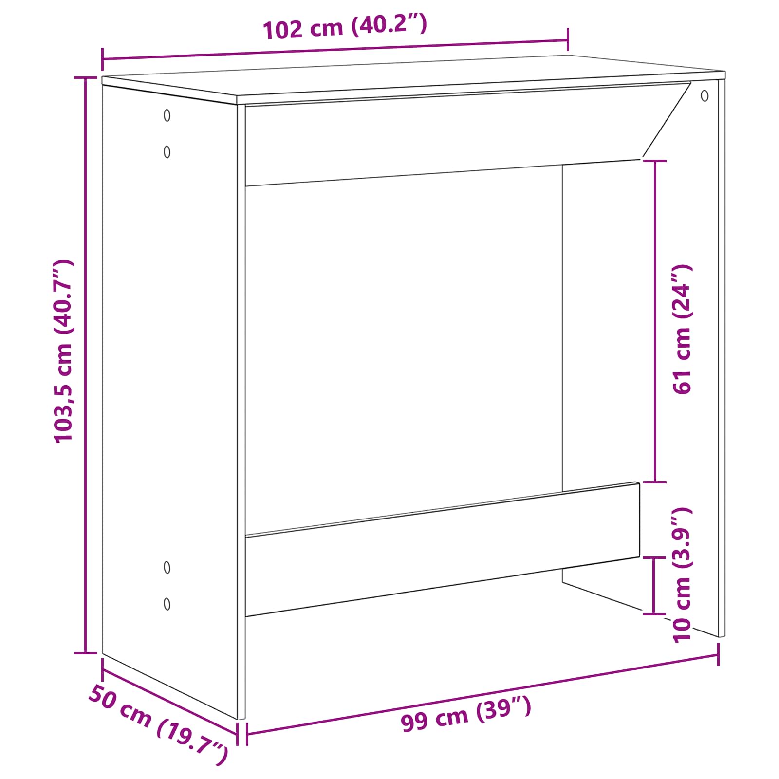 Masa de bar Stejar Negru 102 x 50 x 103,5 cm Lemn compozit — imaginea 9