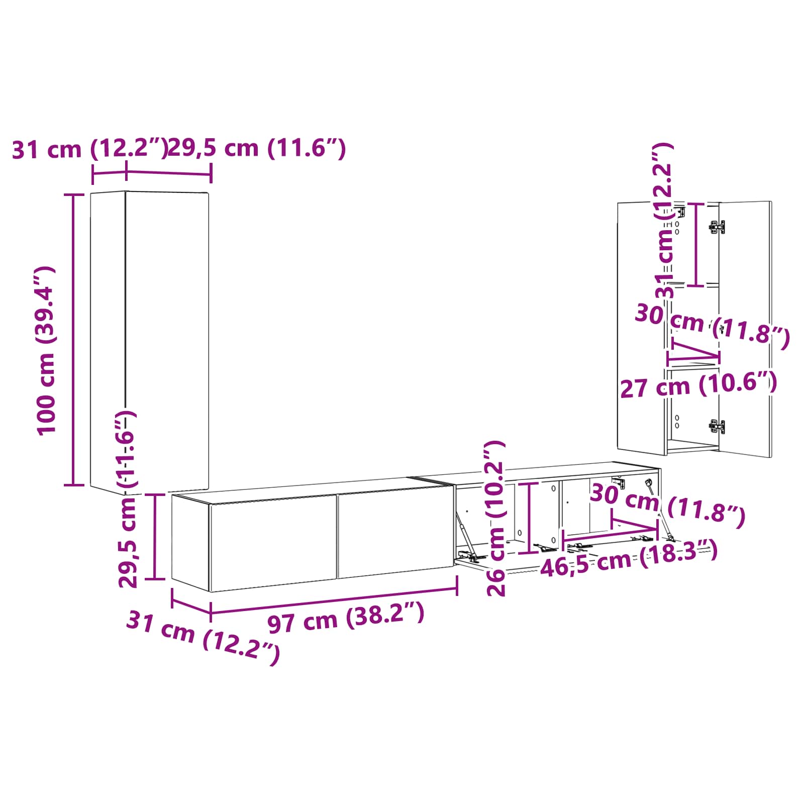 Pe perete 4 pcs Negru — imaginea 13
