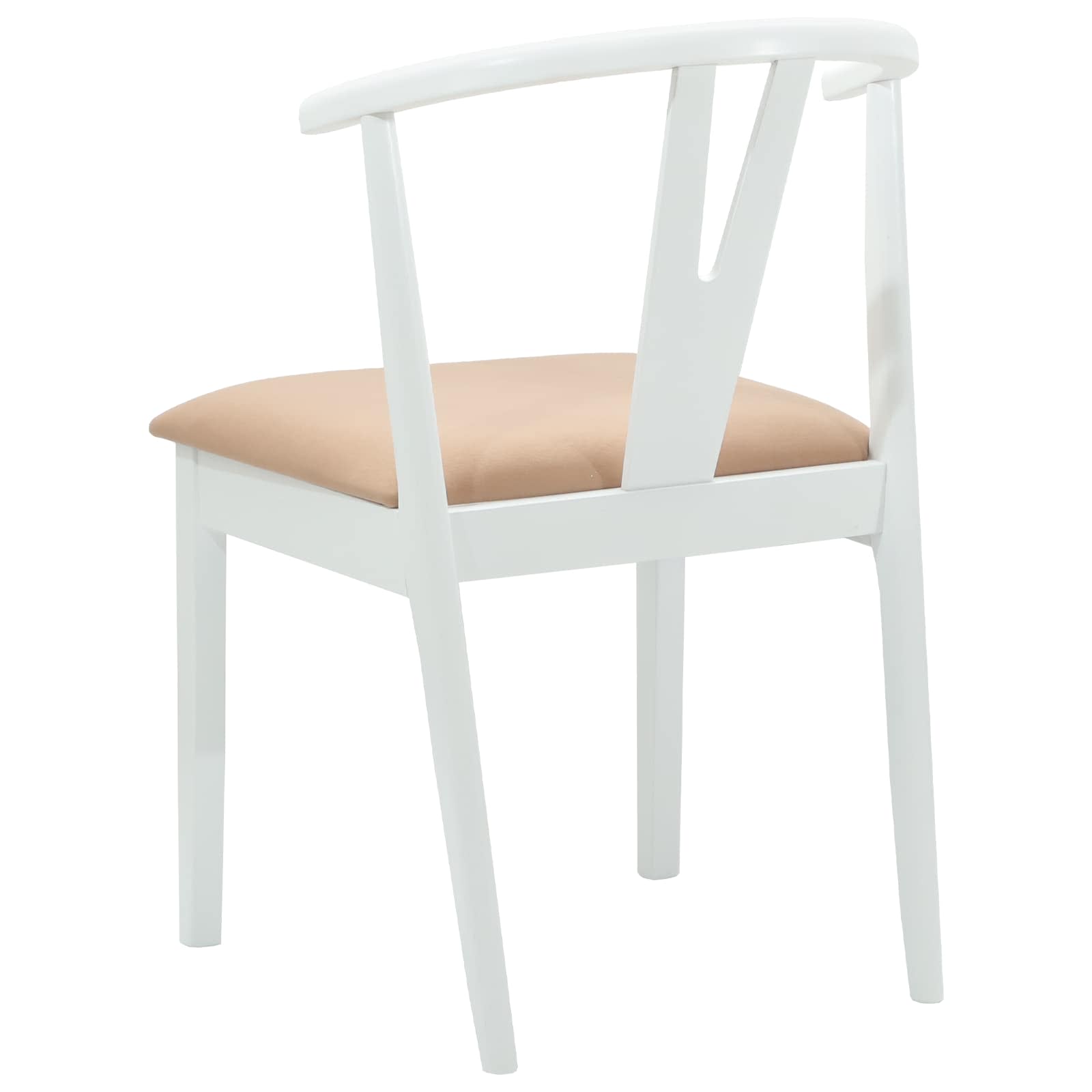 Scaun de sufragerie 2 pcs Alb si maro Lemn Solid de Cauciuc — imaginea 7