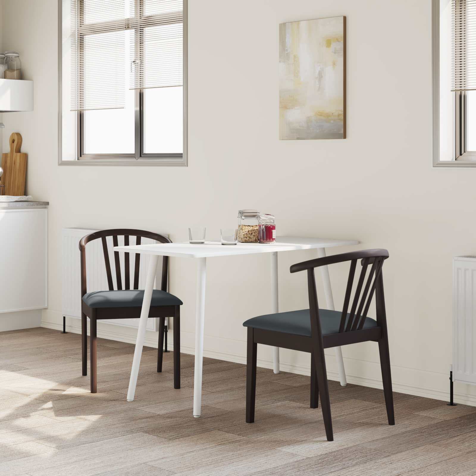Scaun de sufragerie 2 pcs Maro deschis si negru — imaginea 3