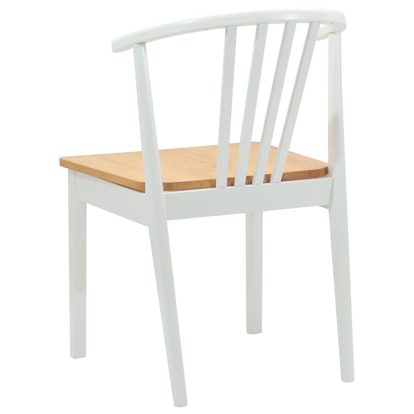Scaun de sufragerie 2 pcs alb si natural Lemn de cauciuc solid — imaginea 7
