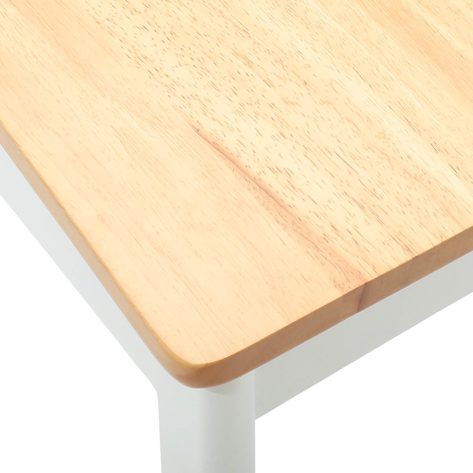 Scaun de sufragerie 2 pcs Alb si Natural Lemn Solid de Cauciuc — imaginea 9