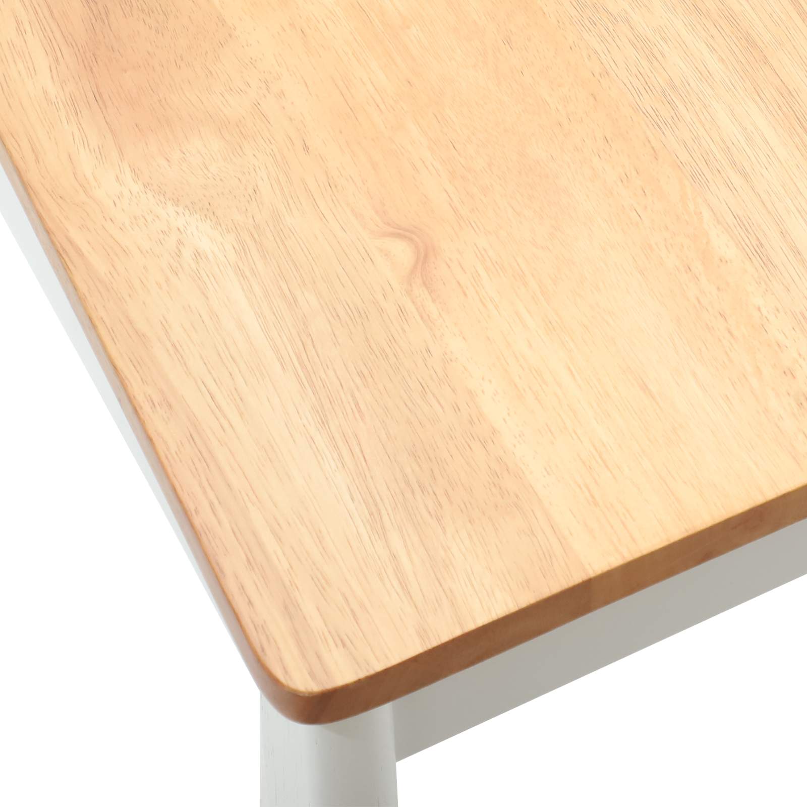 Scaun de sufragerie 2 pcs alb si natural Lemn de cauciuc solid — imaginea 9