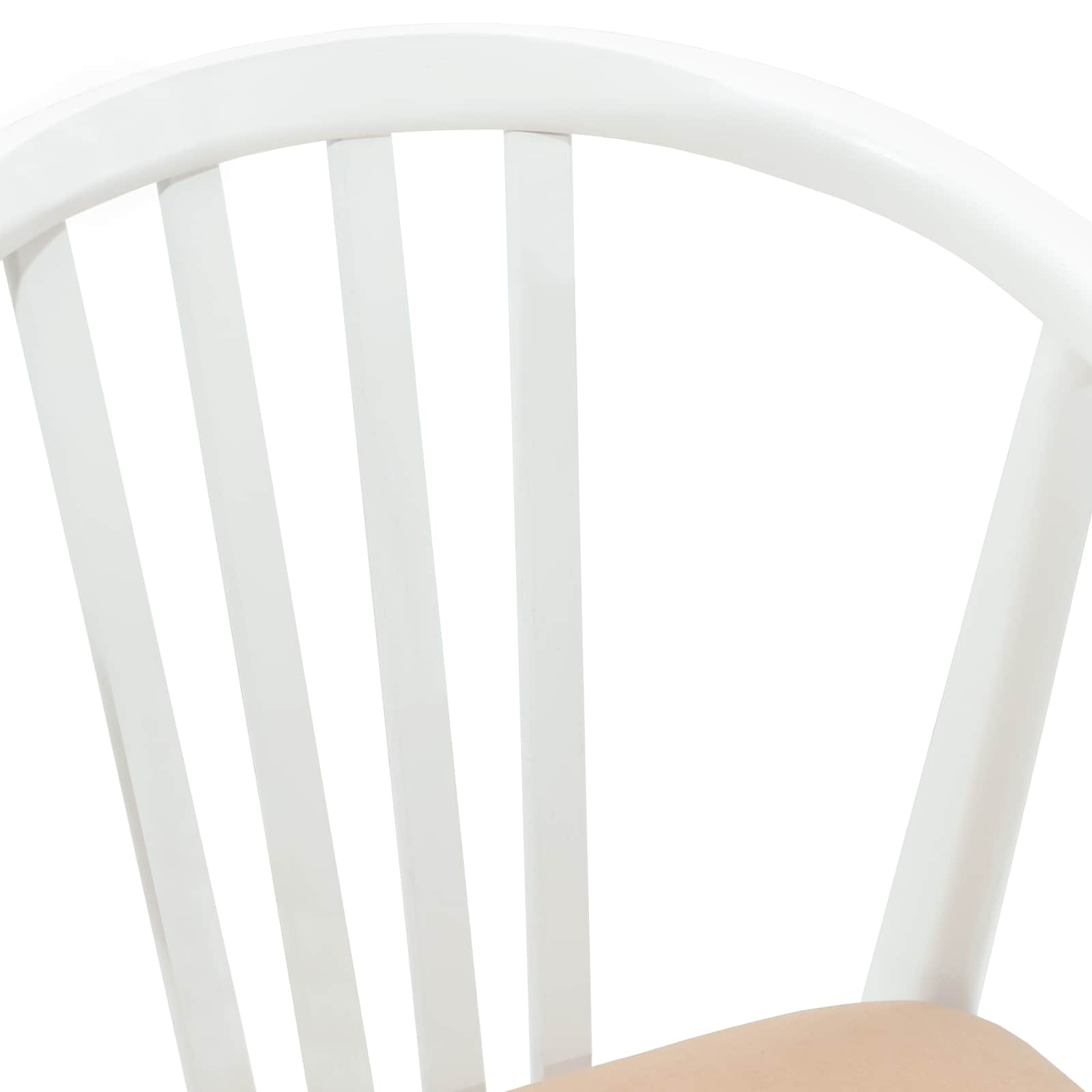 Scaun de sufragerie 2 pcs Alb si maro Lemn de cauciuc solid — imaginea 8