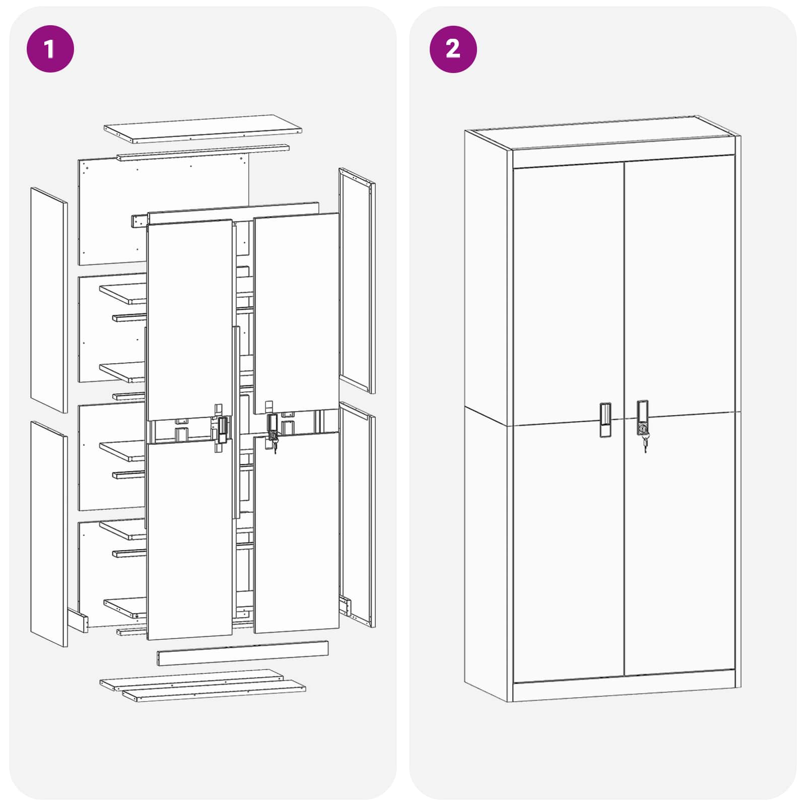 Dulap de depozitare cu depozitare 2 pcs Negru 80 x 40 x 180 cm — imaginea 11