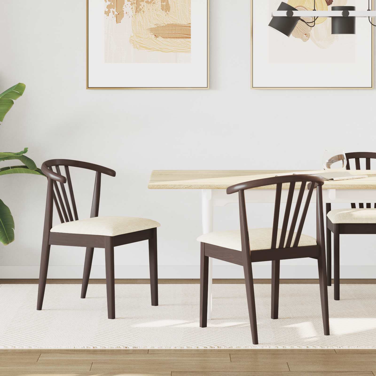 Scaun de sufragerie 2 pcs Maro deschis si deschis — imaginea 2