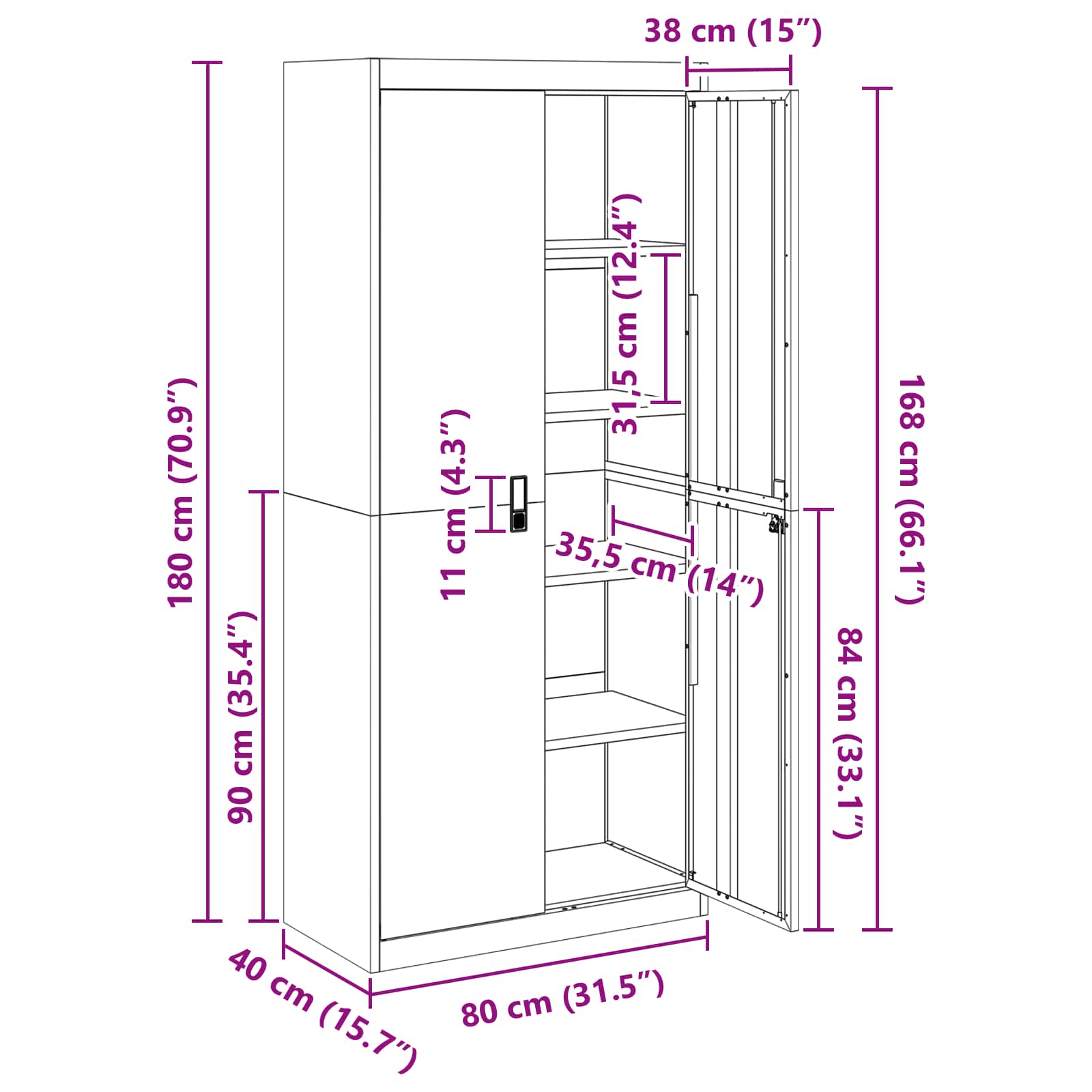 Dulap de depozitare cu depozitare 2 pcs Roz 80 x 40 x 180 cm — imaginea 13
