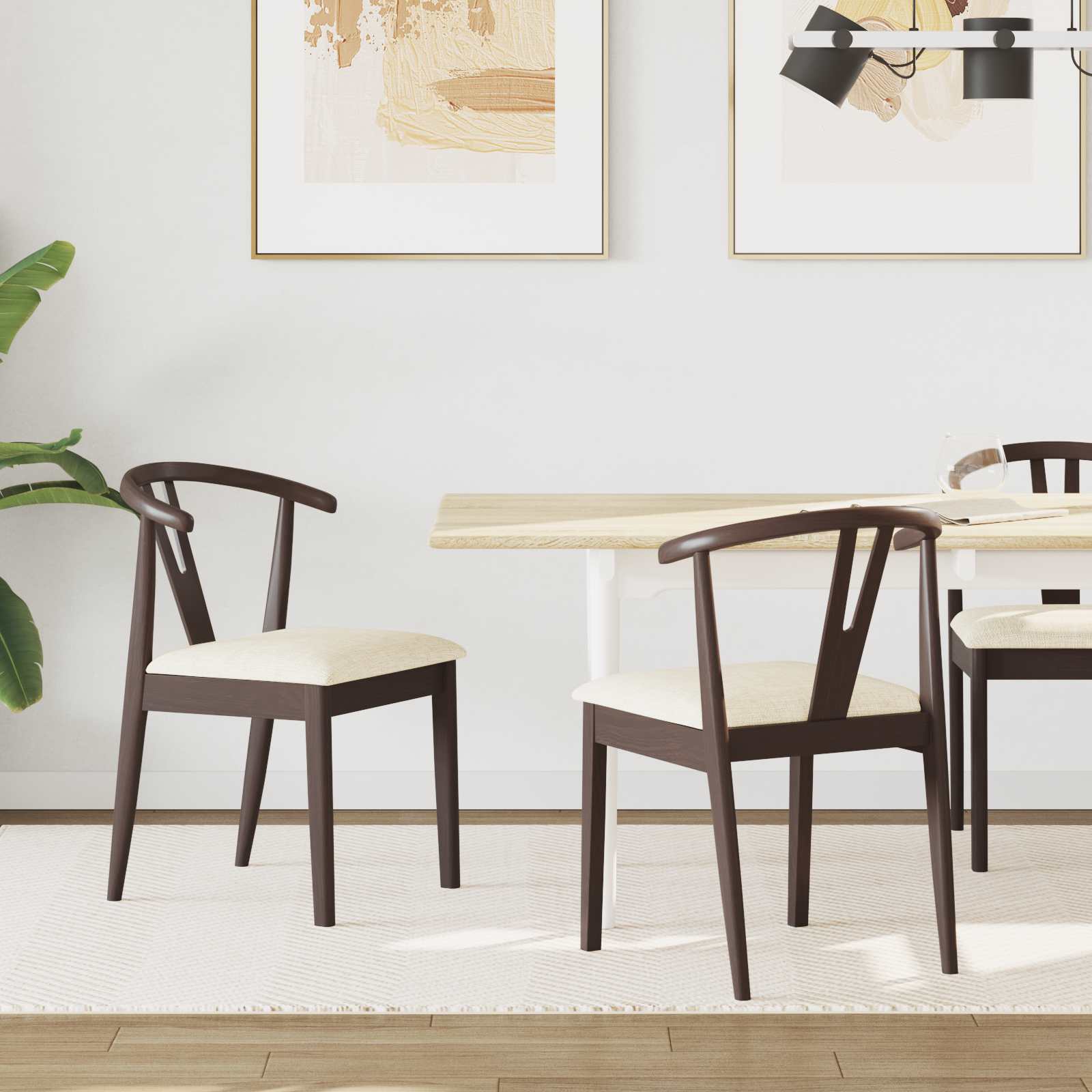Scaun de sufragerie 2 pcs Maro deschis si deschis — imaginea 2