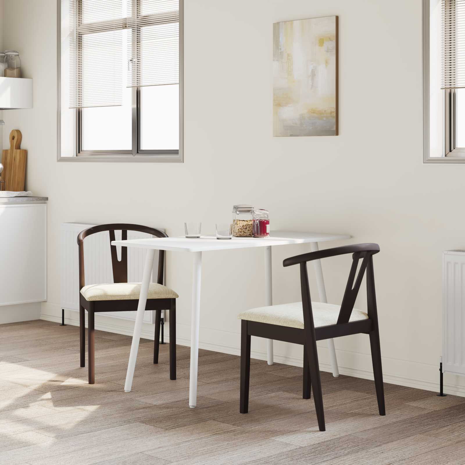 Scaun de sufragerie 2 pcs Maro deschis si deschis — imaginea 3