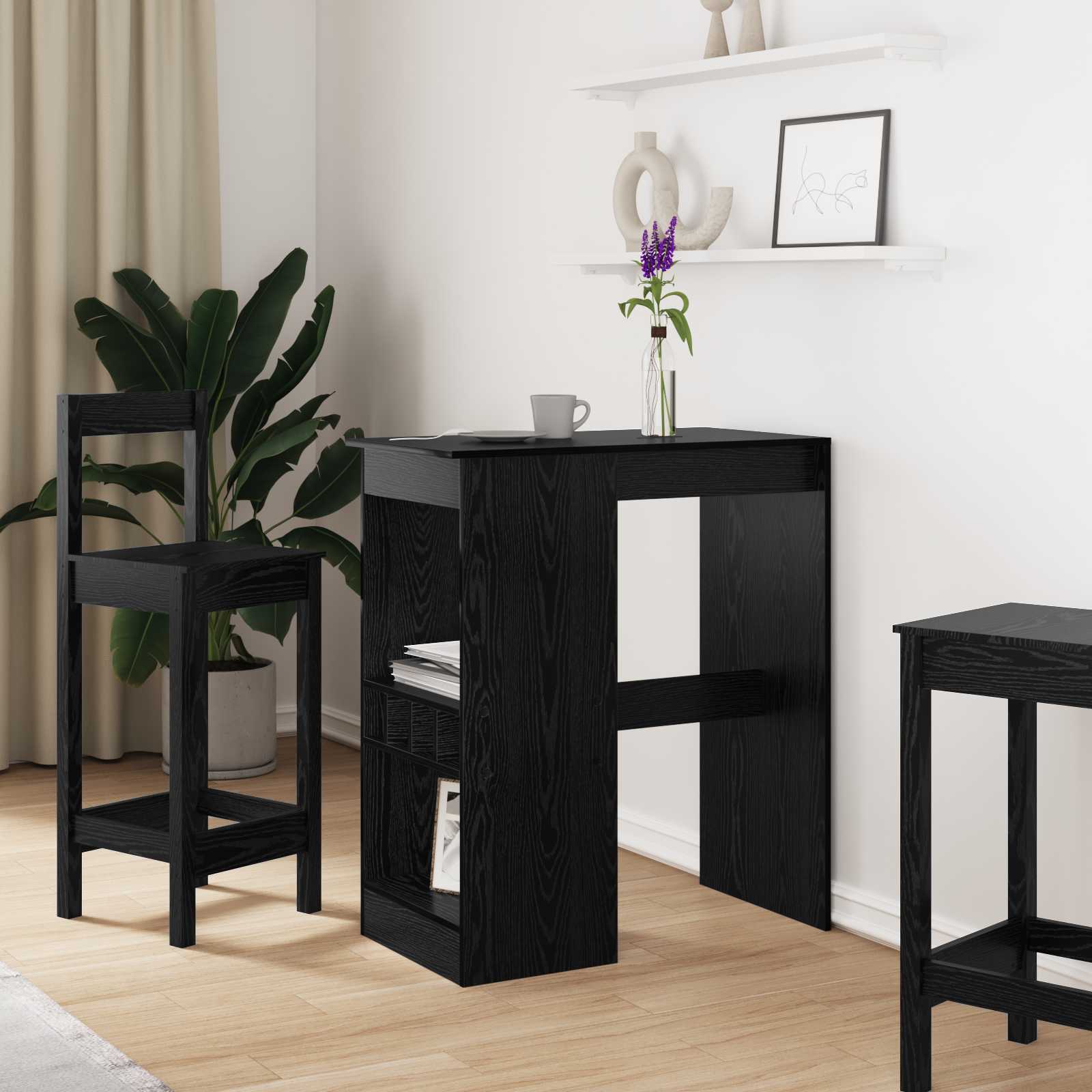 Masa de bar Stejar Negru 90 x 47.5 x 103.5 cm Lemn compozit — imaginea 2