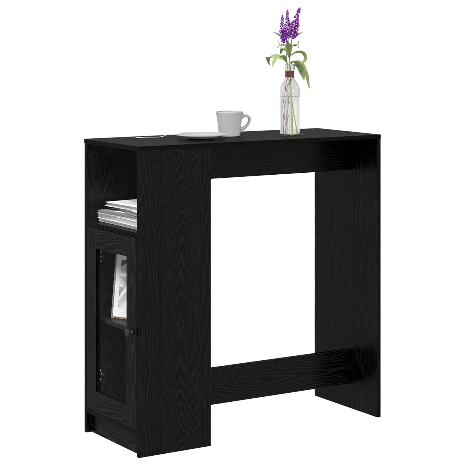 Masa de bar Stejar Negru 101 x 40 x 103,5 cm Lemn compozit — imaginea 3