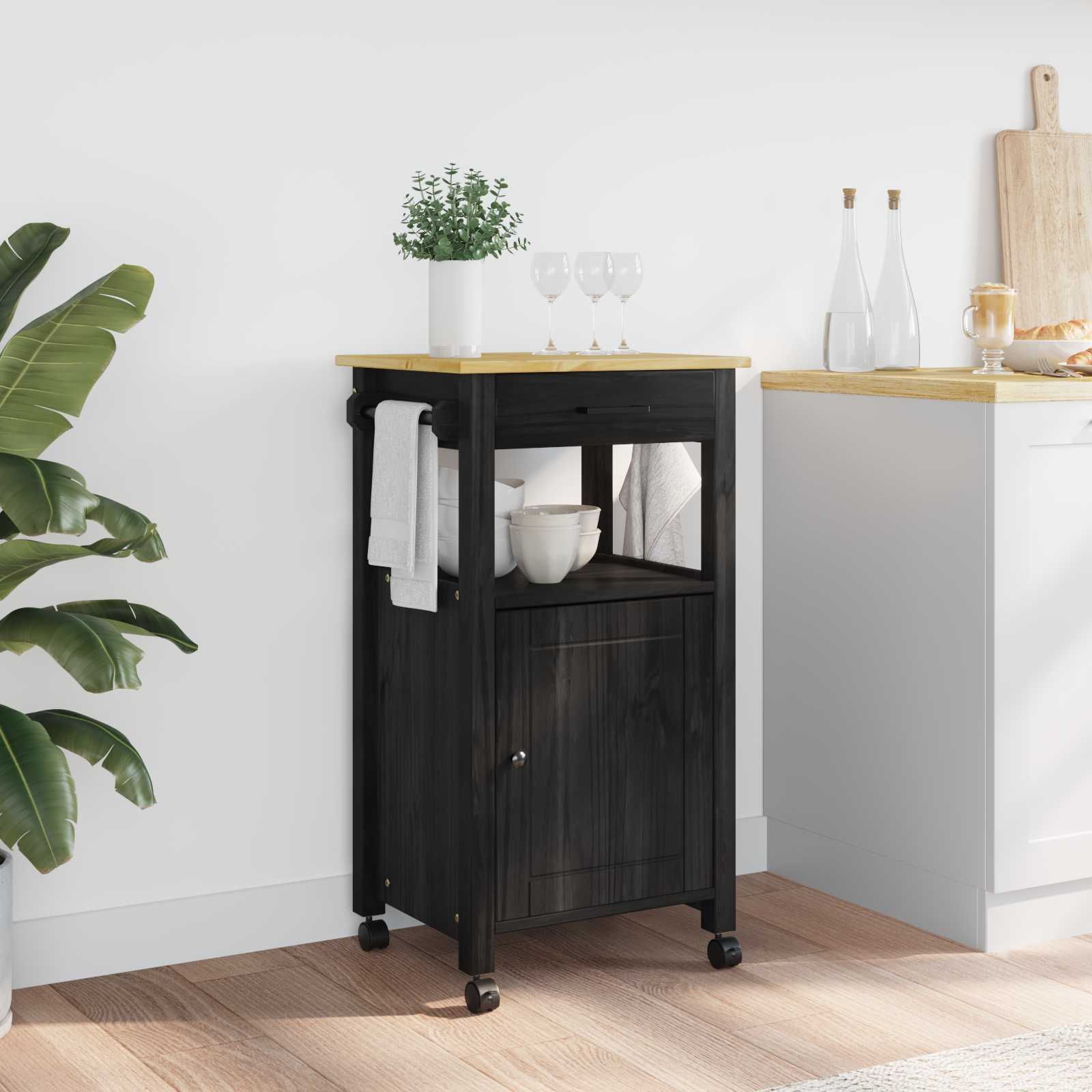 Troler de Bucatarie Simplu Negru — imaginea 2