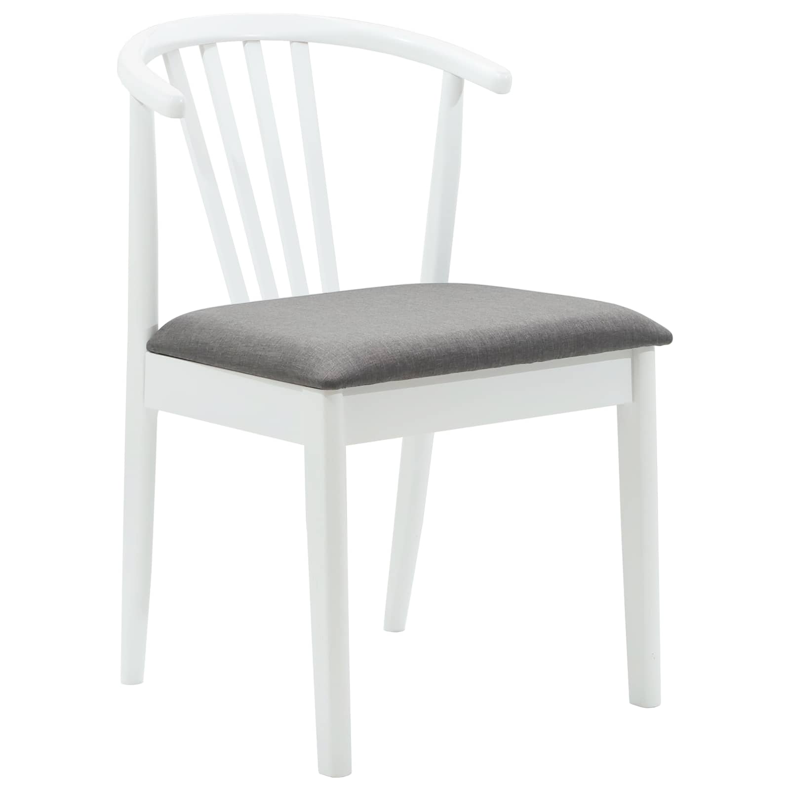 Scaun de sufragerie 2 pcs Alb si gri Lemn de cauciuc solid — imaginea 4