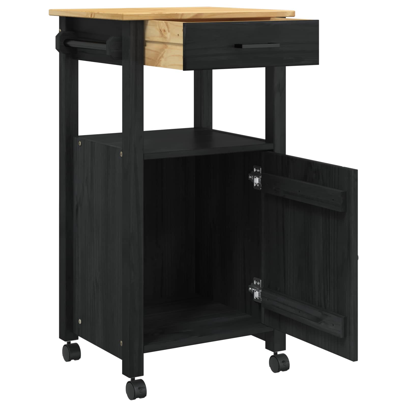 Troler de Bucatarie Simplu Negru — imaginea 4
