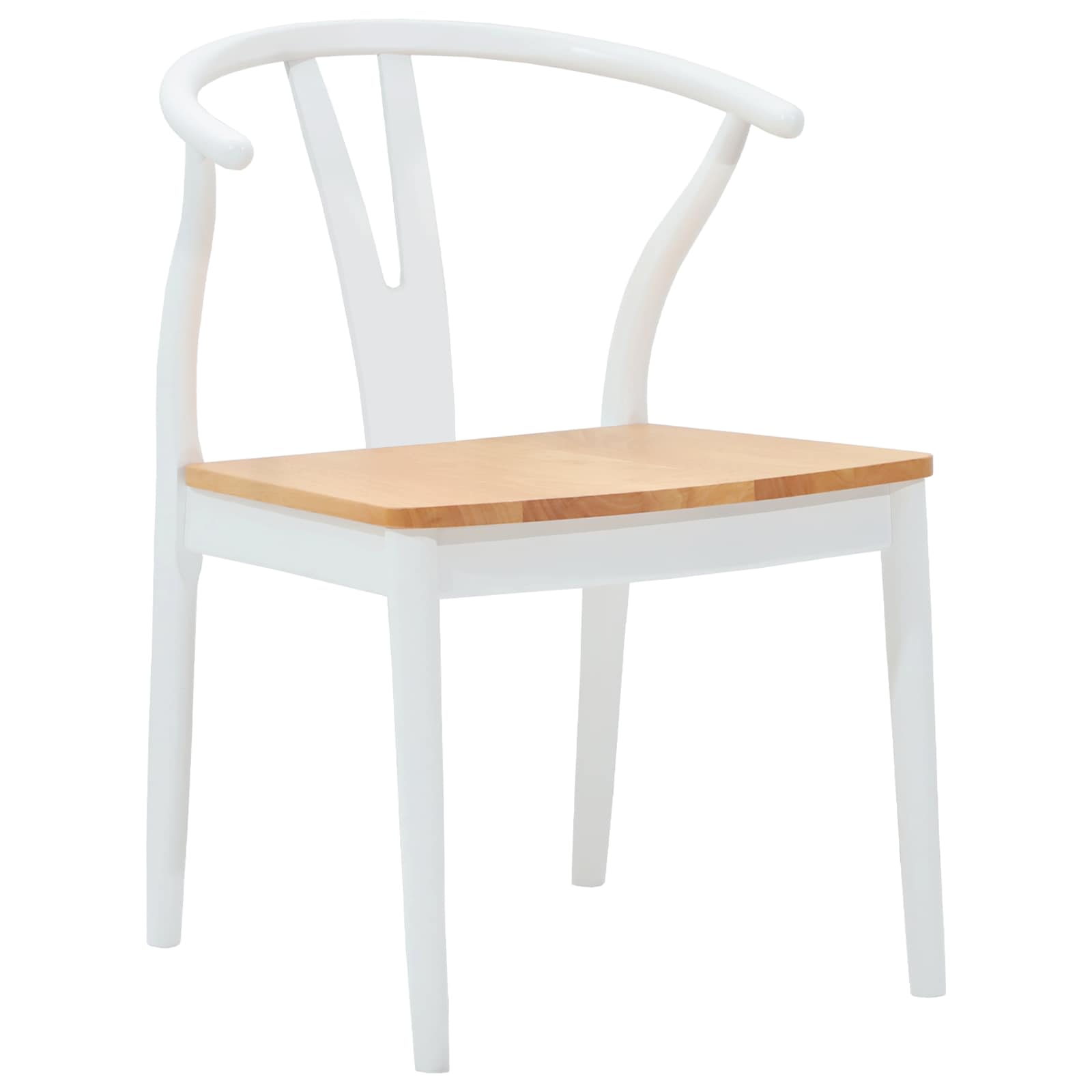 Scaun de sufragerie 2 pcs Alb si Natural Lemn Solid de Cauciuc — imaginea 4