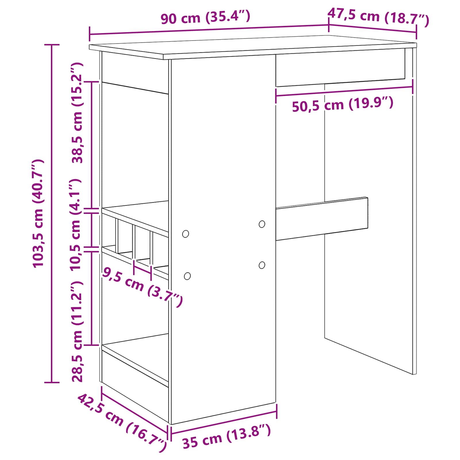 Masa de bar Stejar Negru 90 x 47.5 x 103.5 cm Lemn compozit — imaginea 9
