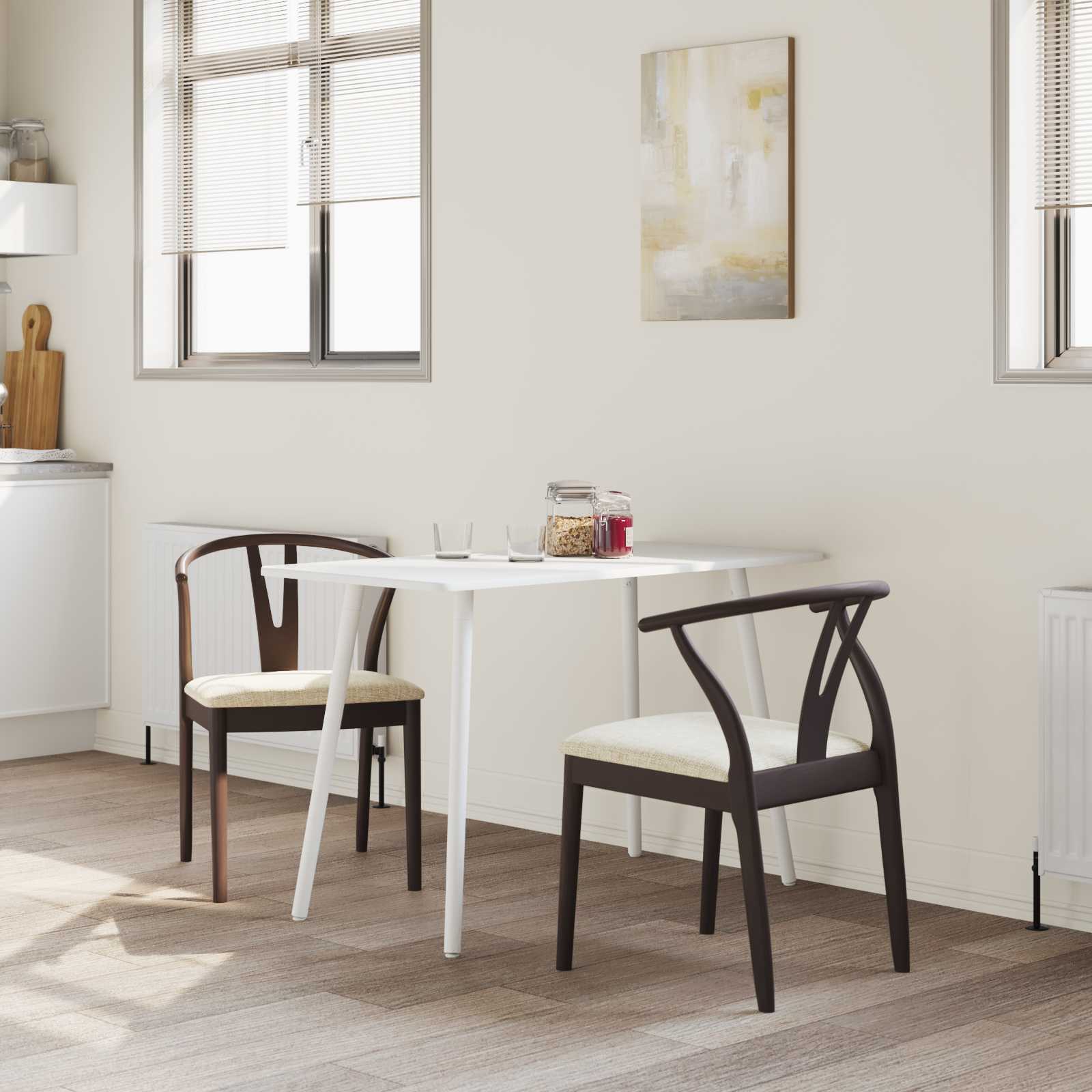 Scaun de sufragerie 2 pcs Maro deschis si deschis — imaginea 3
