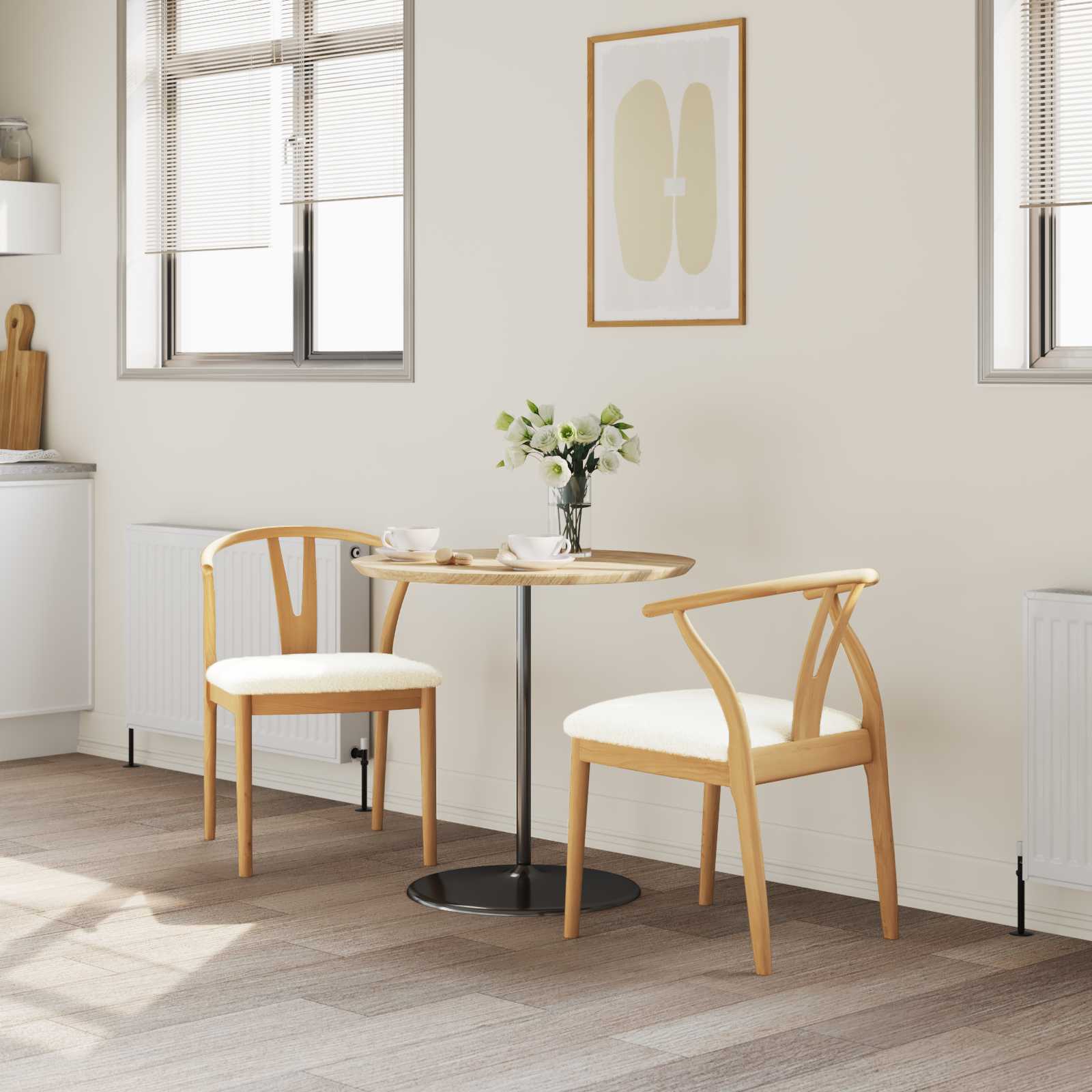 Scaun de sufragerie 2 pcs Natural si deschis — imaginea 3