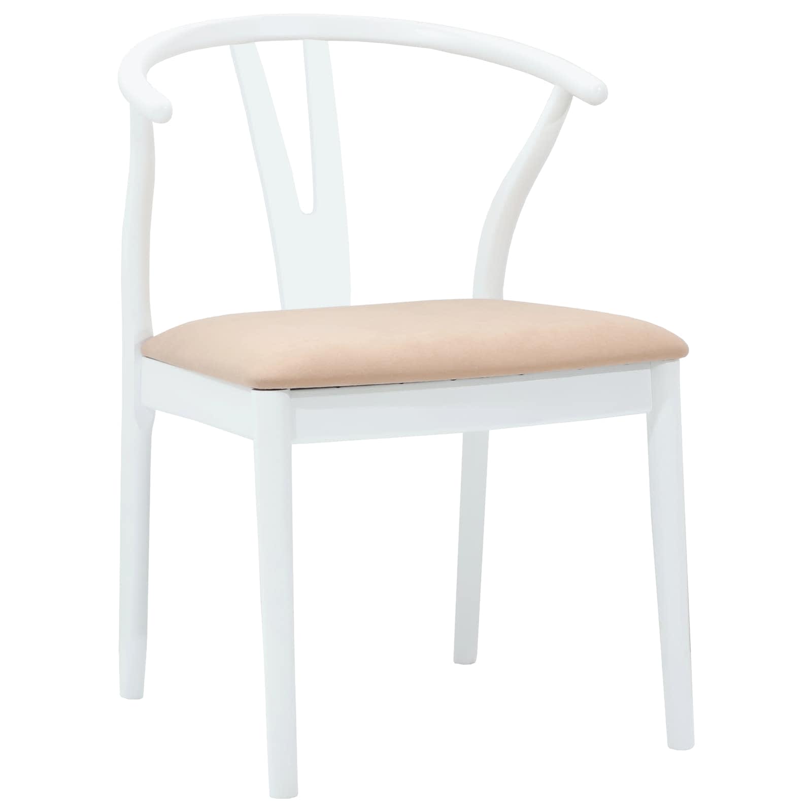Scaun de sufragerie 2 pcs Alb si maro Lemn Solid de Cauciuc — imaginea 4