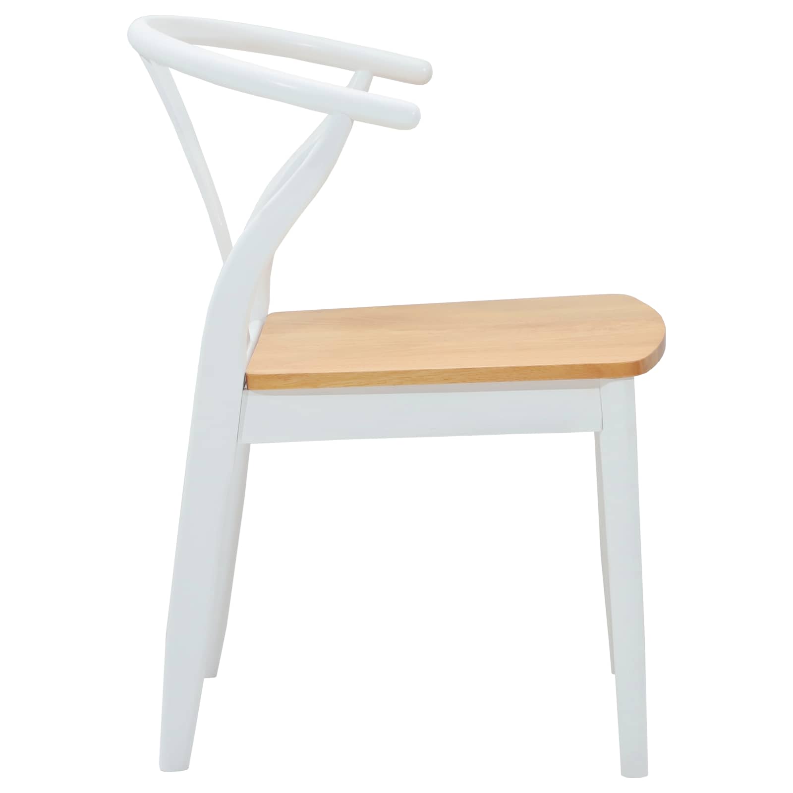 Scaun de sufragerie 2 pcs Alb si Natural Lemn Solid de Cauciuc — imaginea 6