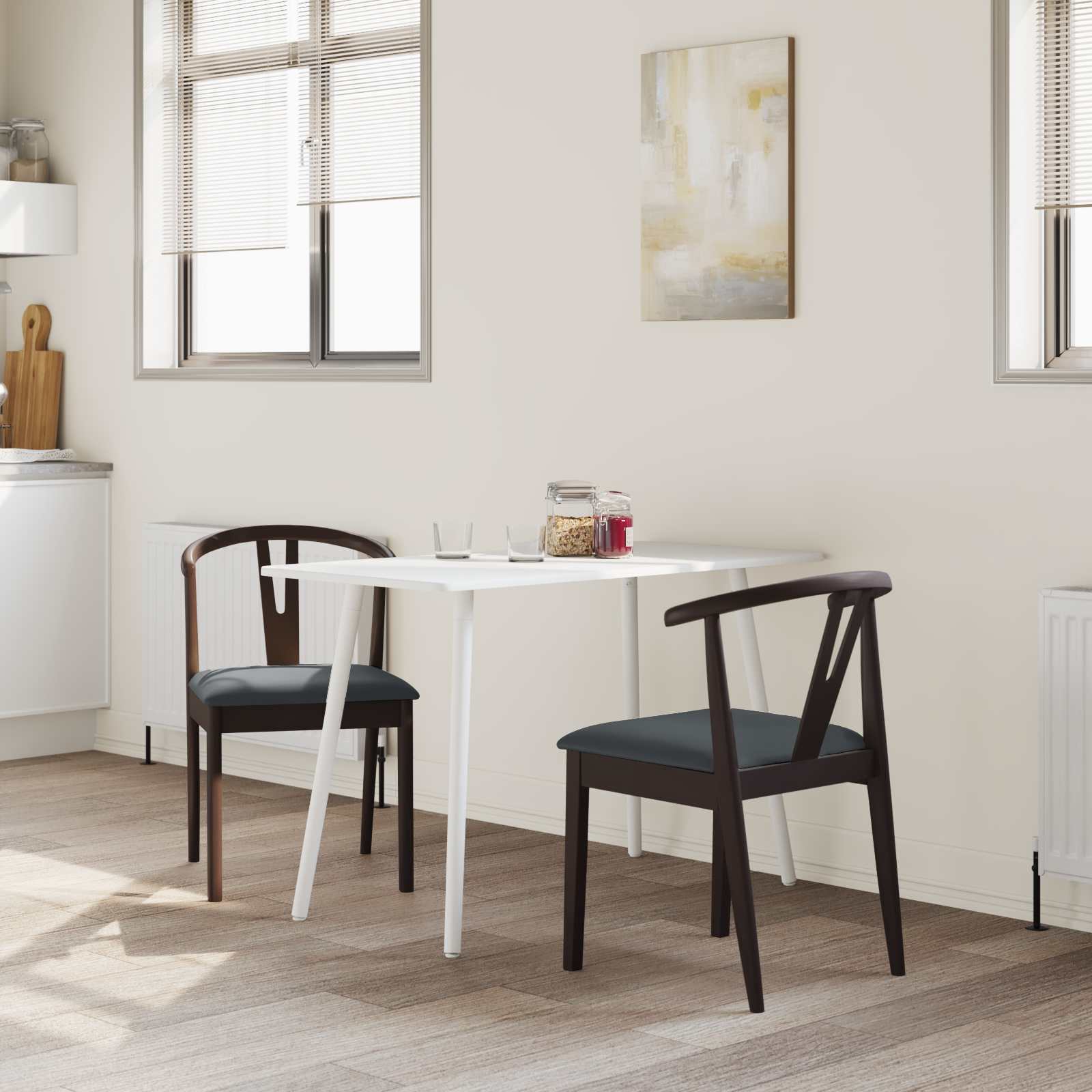 Scaun de sufragerie 2 pcs Maro deschis si negru — imaginea 3