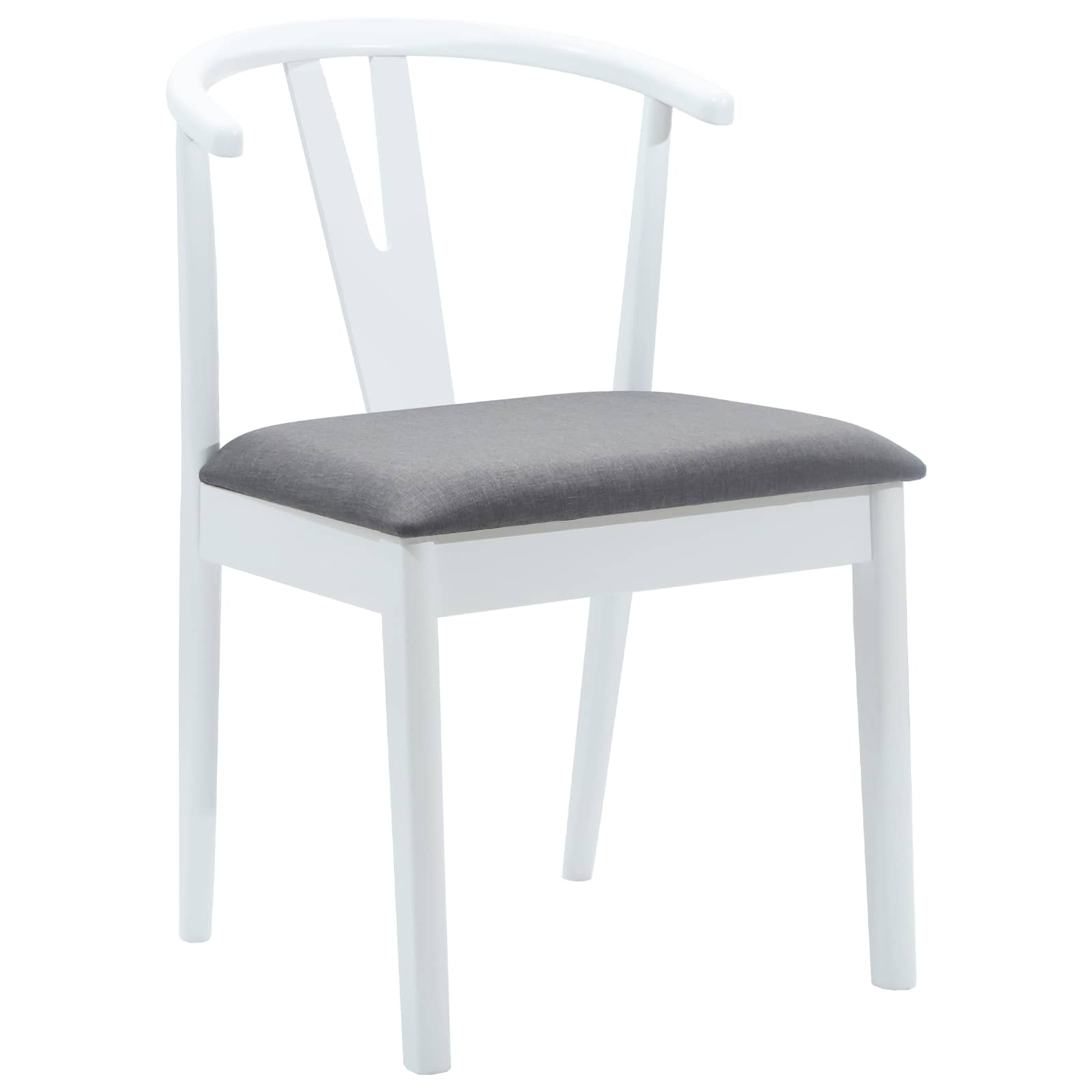Scaun de sufragerie 2 pcs Alb si gri Lemn Solid de Cauciuc — imaginea 4