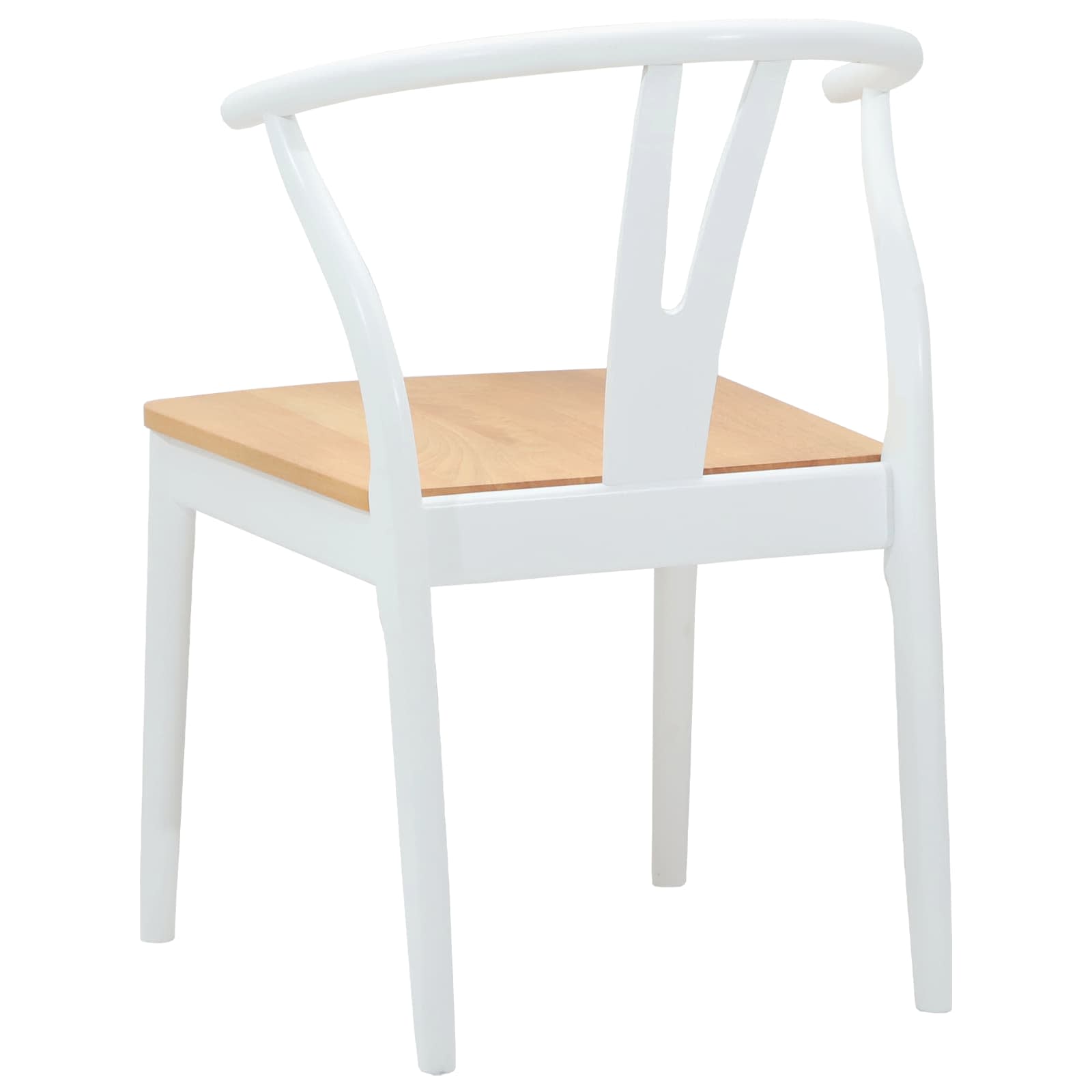Scaun de sufragerie 2 pcs Alb si Natural Lemn Solid de Cauciuc — imaginea 7