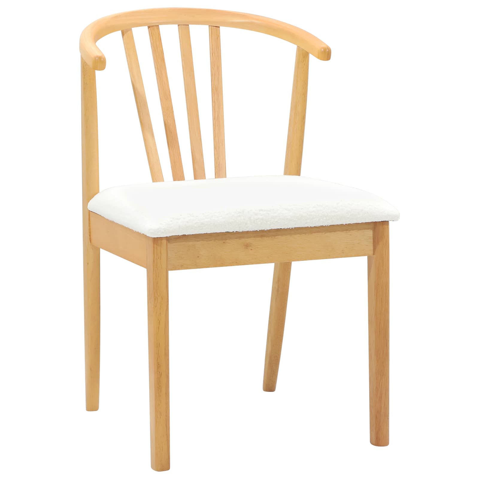 Scaun de sufragerie 2 pcs Natural si Alb Lemn de cauciuc solid — imaginea 4
