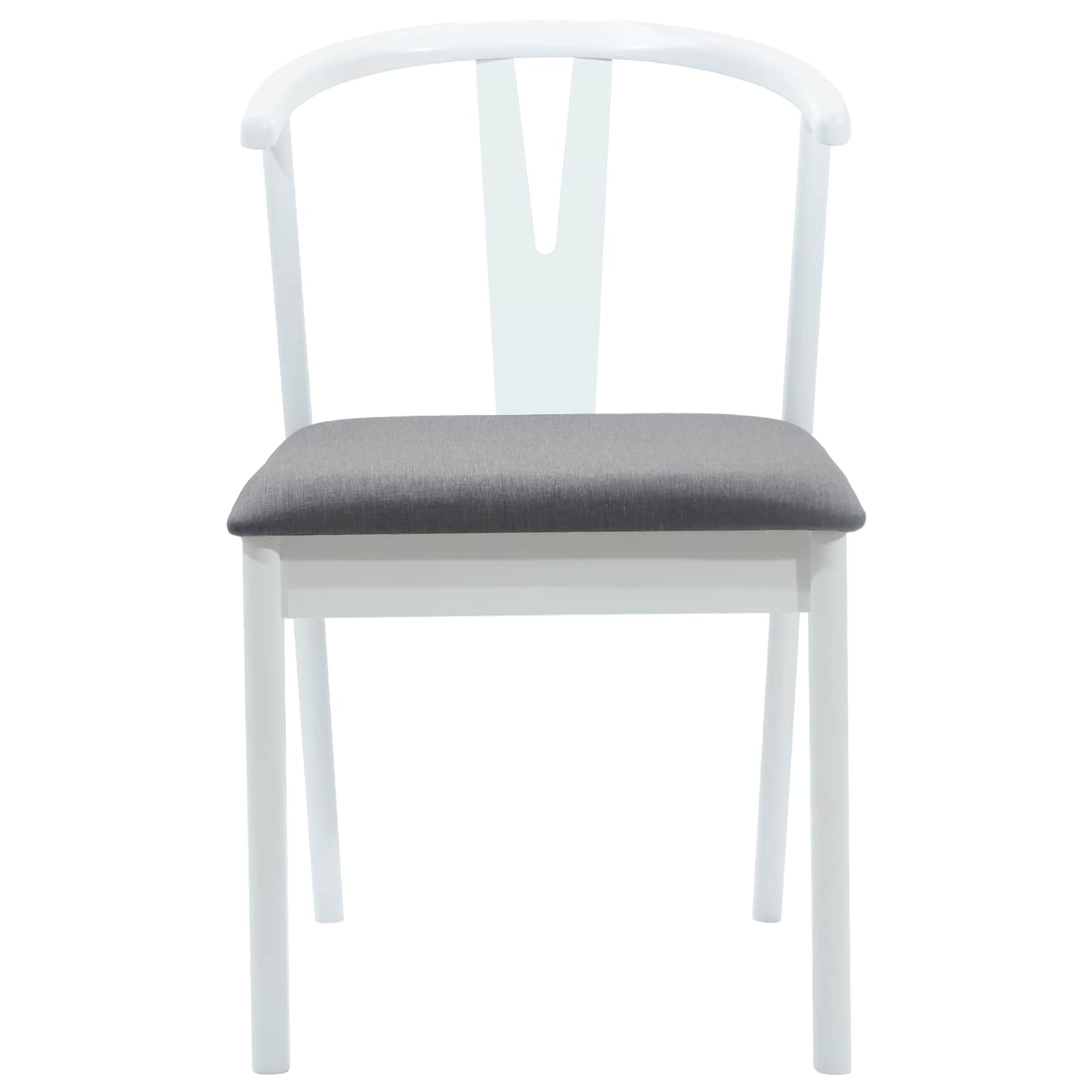 Scaun de sufragerie 2 pcs Alb si gri Lemn Solid de Cauciuc — imaginea 5